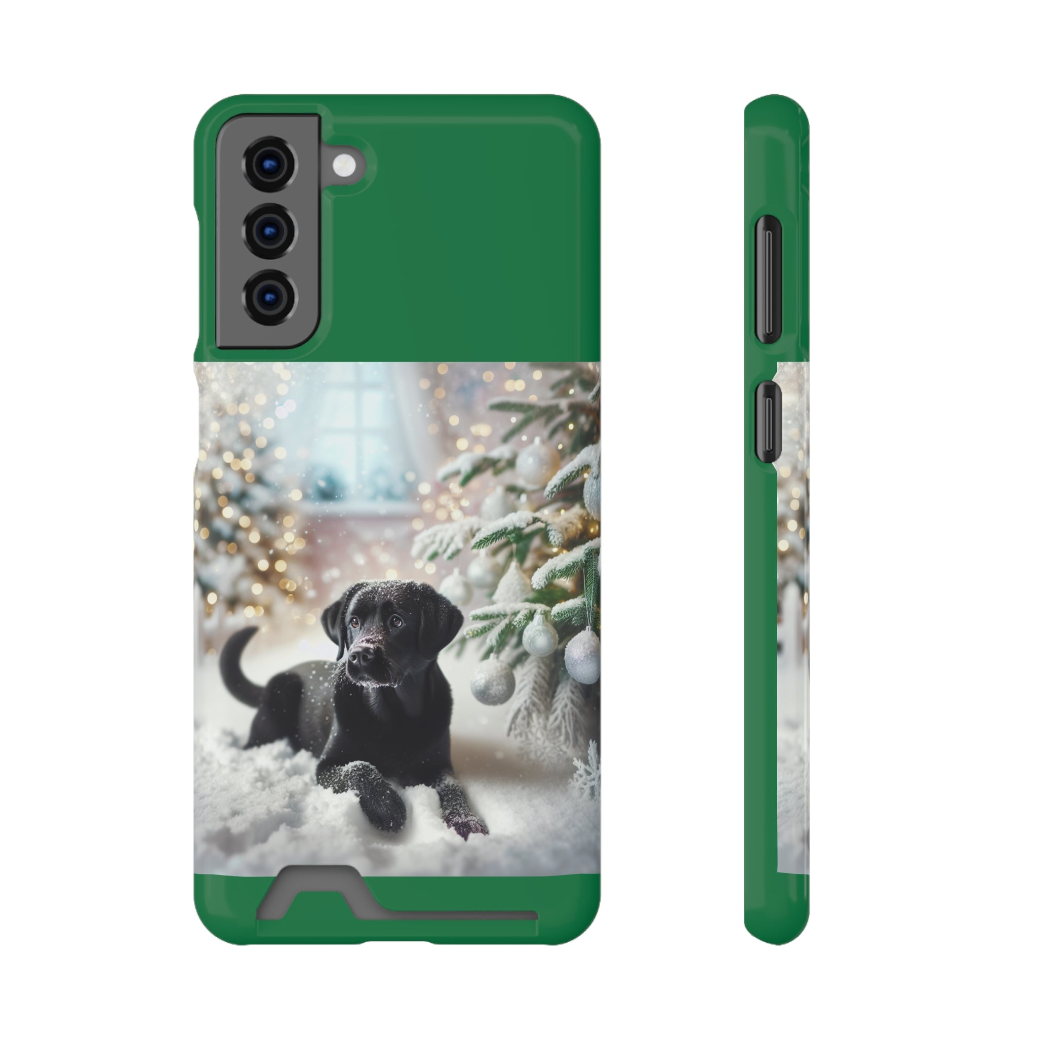 Black Lab Holiday Phone Case with Card Holder