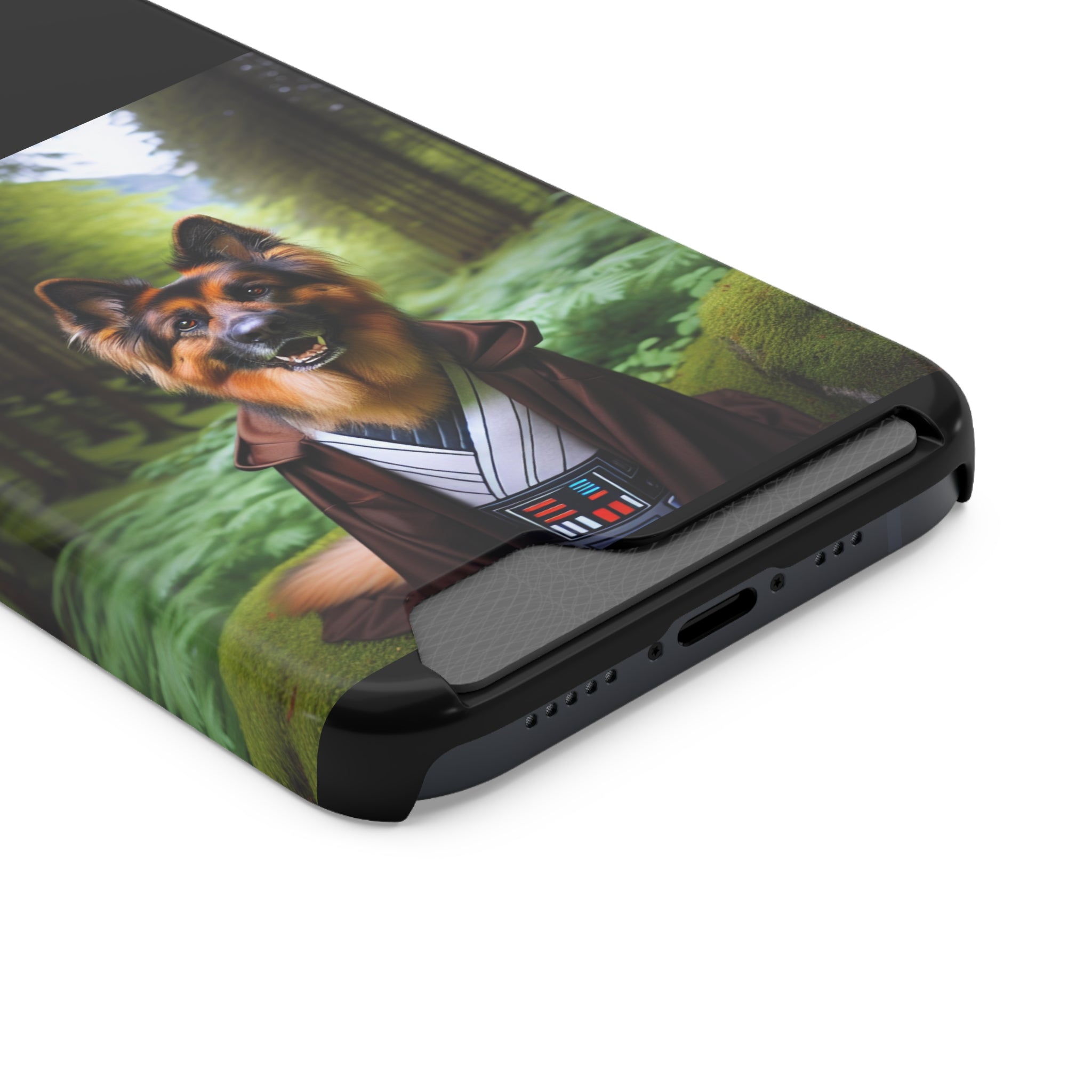 German Shepherd Forest Night Phone Case with Card Holder