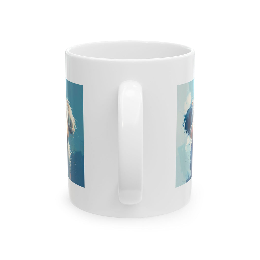 White Frost Yorkie Ceramic Mug, (11oz, 15oz)
