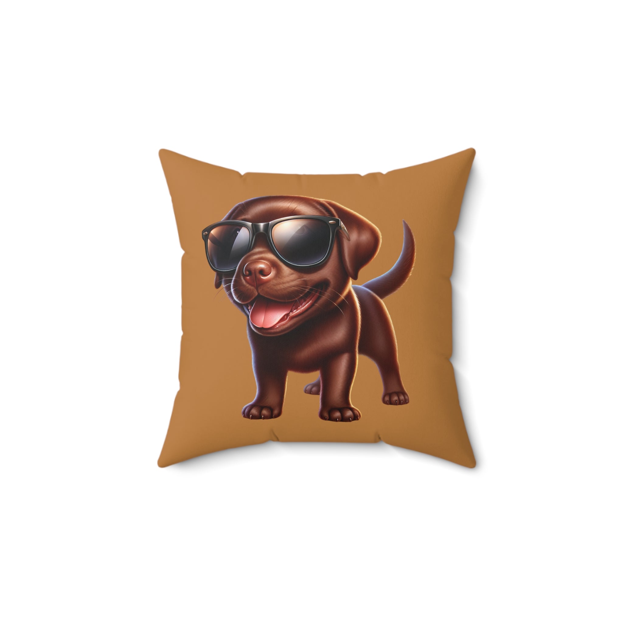 Chocolate Lab w/ sunglasses Polyester Square Pillow