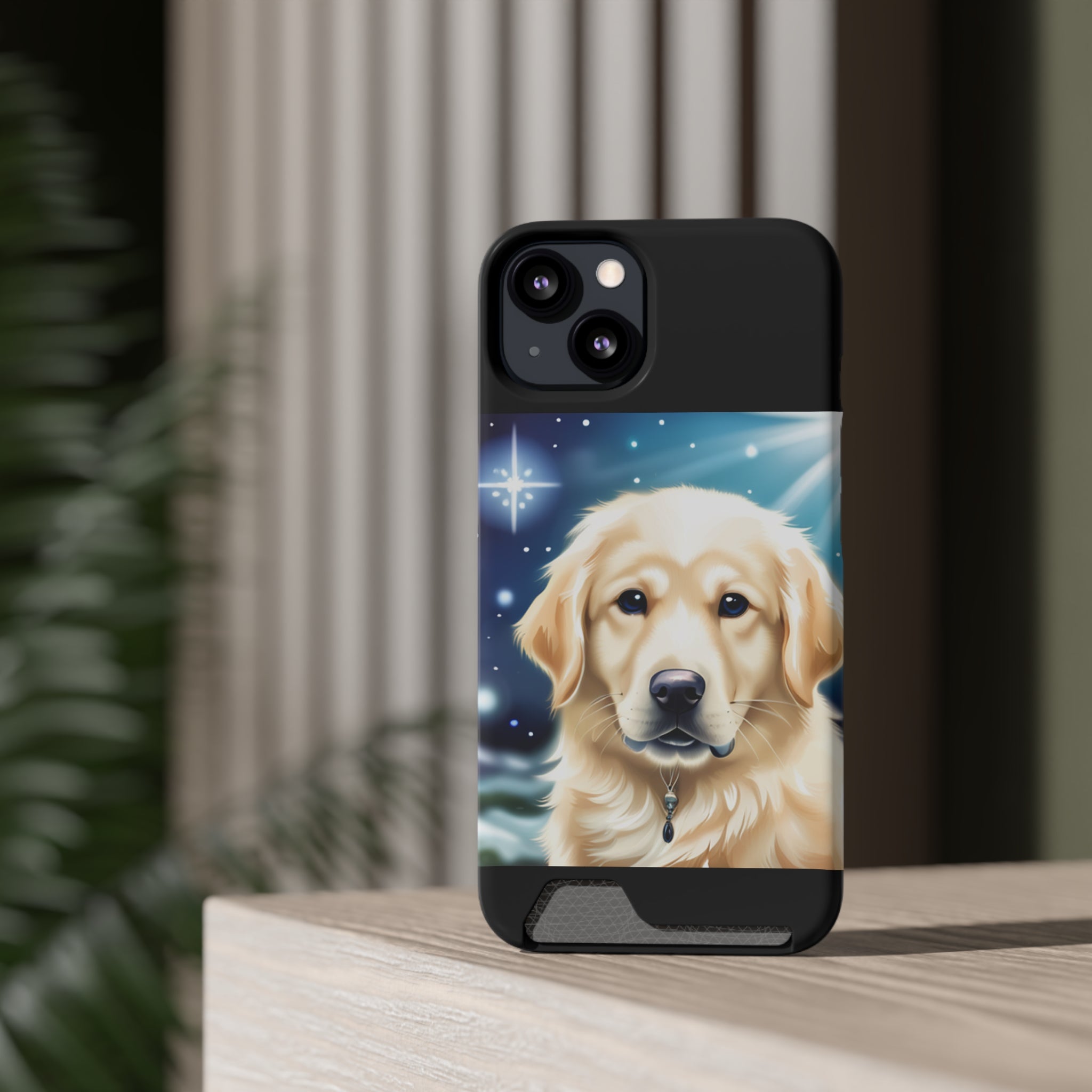Golden Retriever Stary Night Phone Case with Card Holder