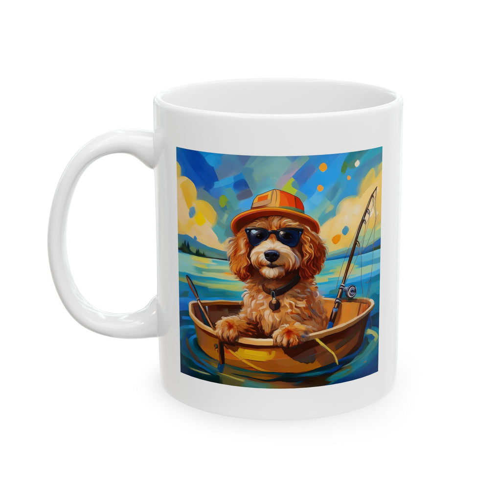 Doodle Fishing Ceramic Mug, (11oz, 15oz)