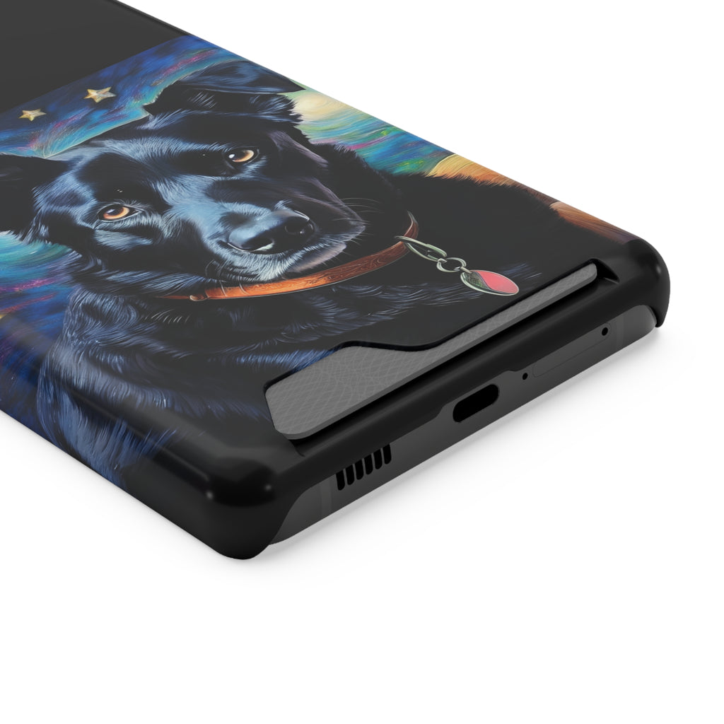 Black Shepherd Lab Stary Night Phone Case with Card Holder