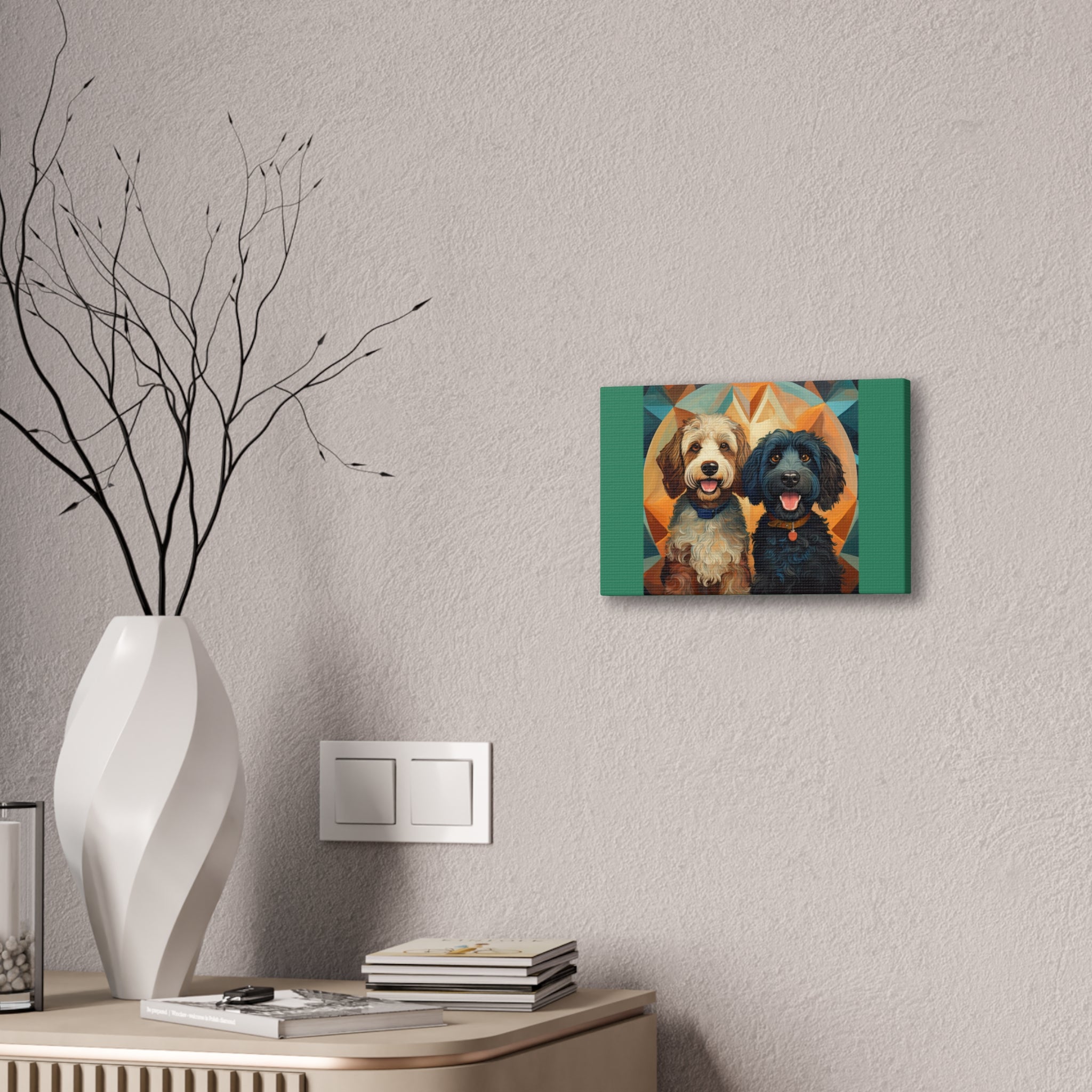 Doodles, Black & Tan Canvas Painting