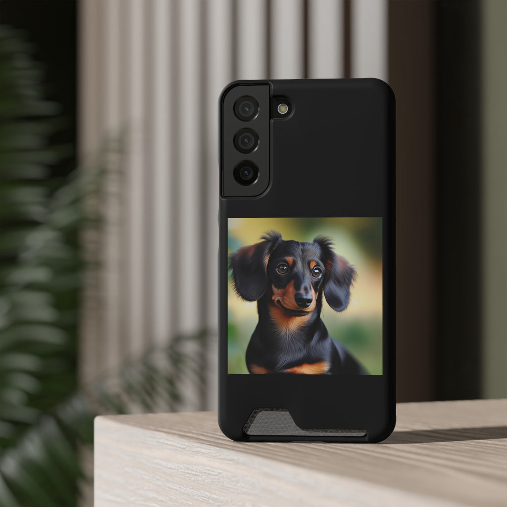Dachshund Black and Brown Phone Case with Card Holder