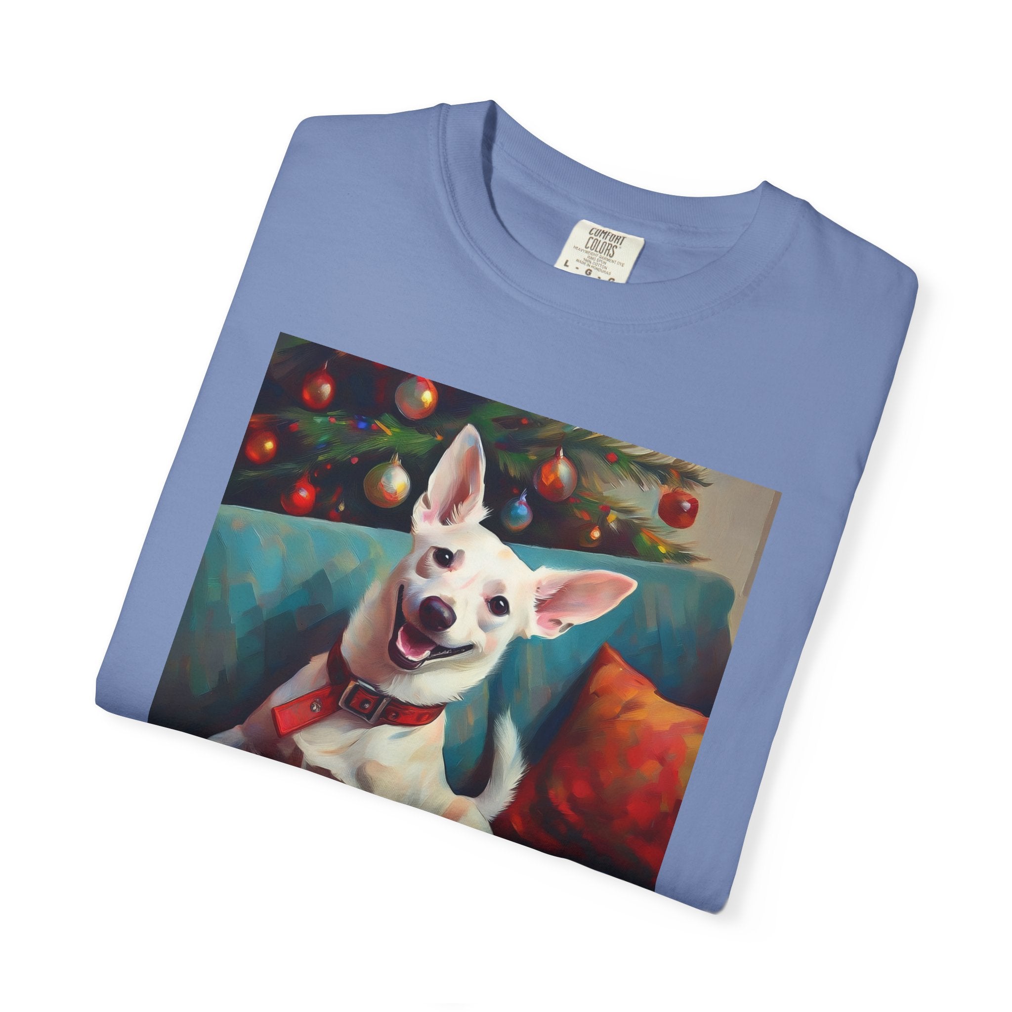 White Corgi Holiday II Unisex Garment-Dyed T-shirt