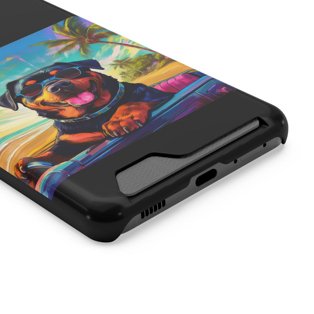 Rottweiler Beach Drive Phone Case with Card Holder