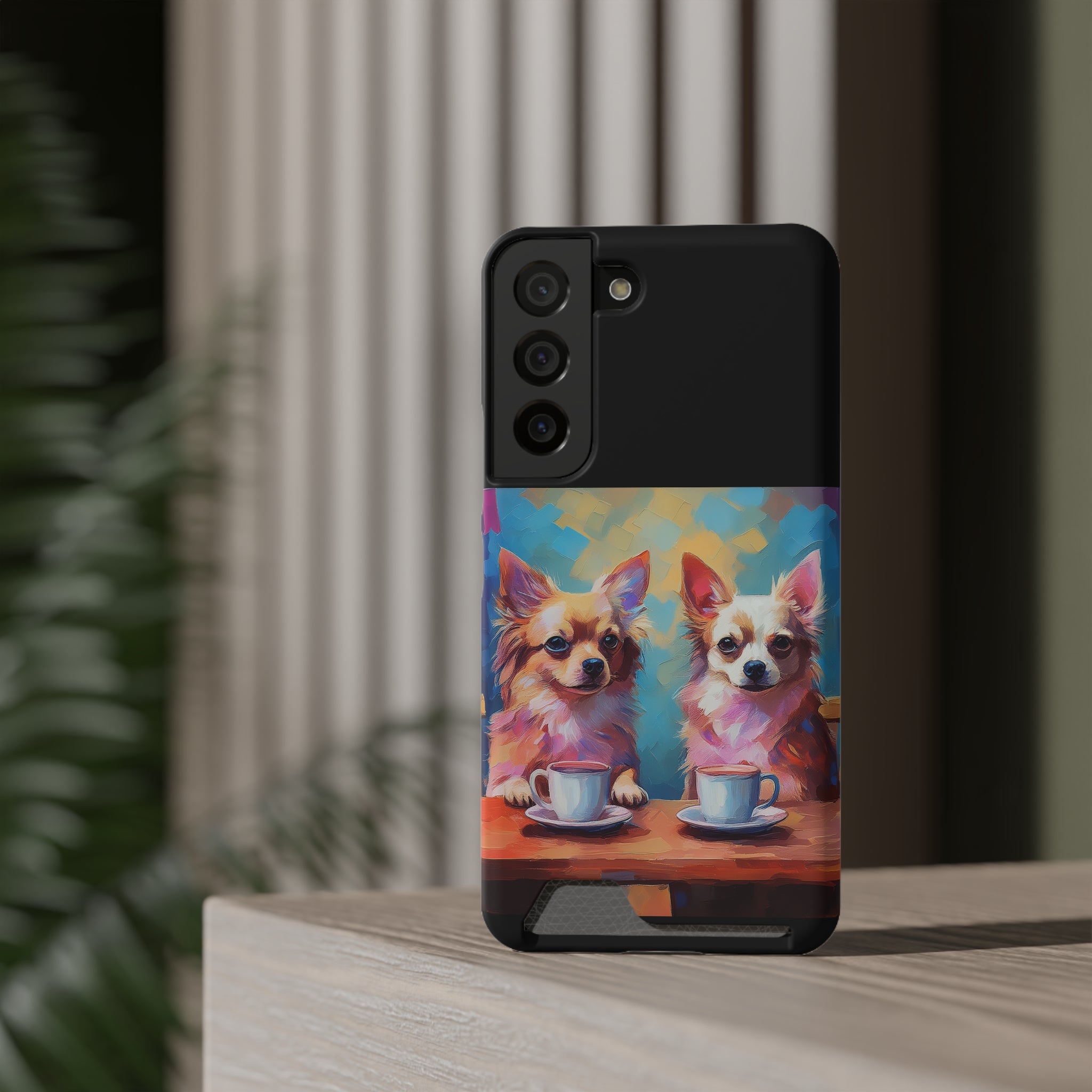 Cafe con Chihuahua Phone Case with Card Holder
