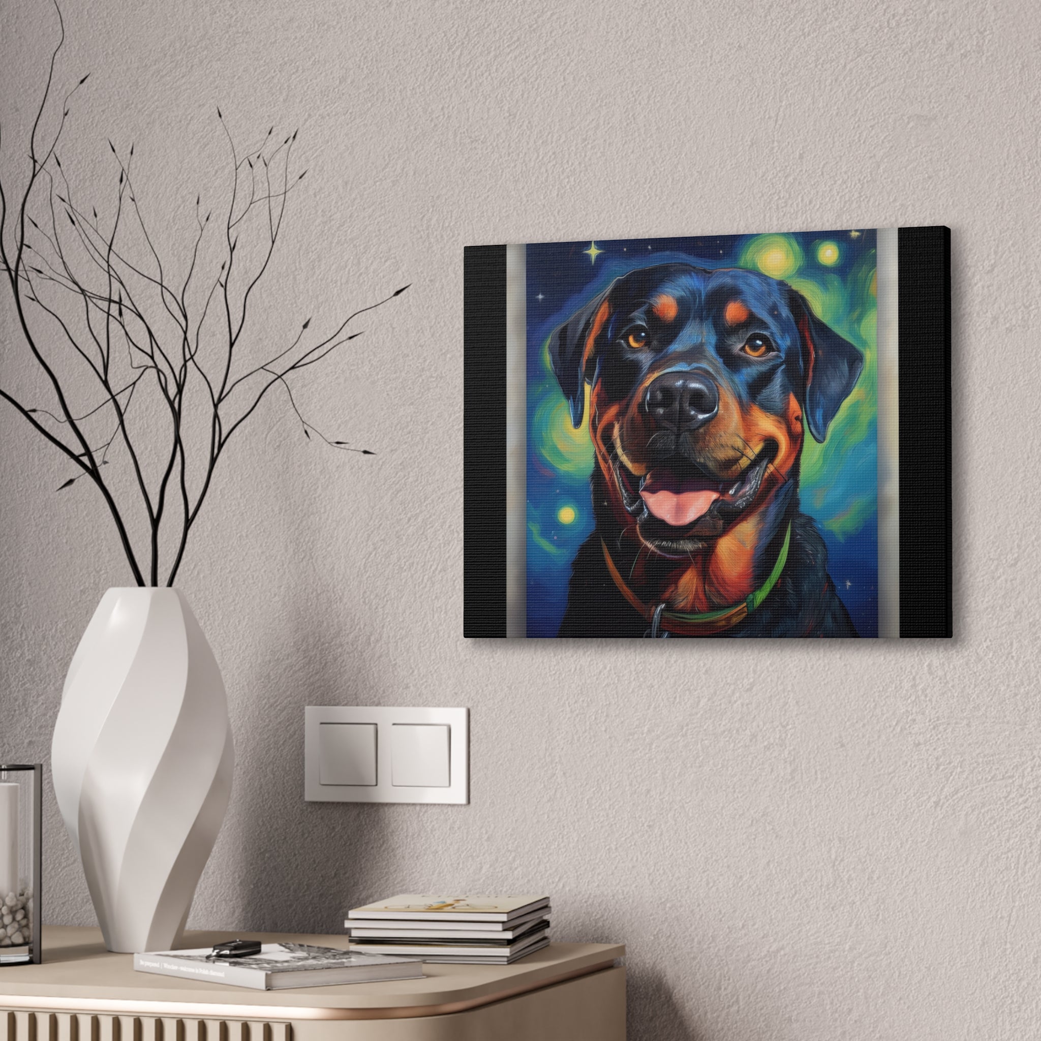 Rottweiler Stary Night Canvas Painting