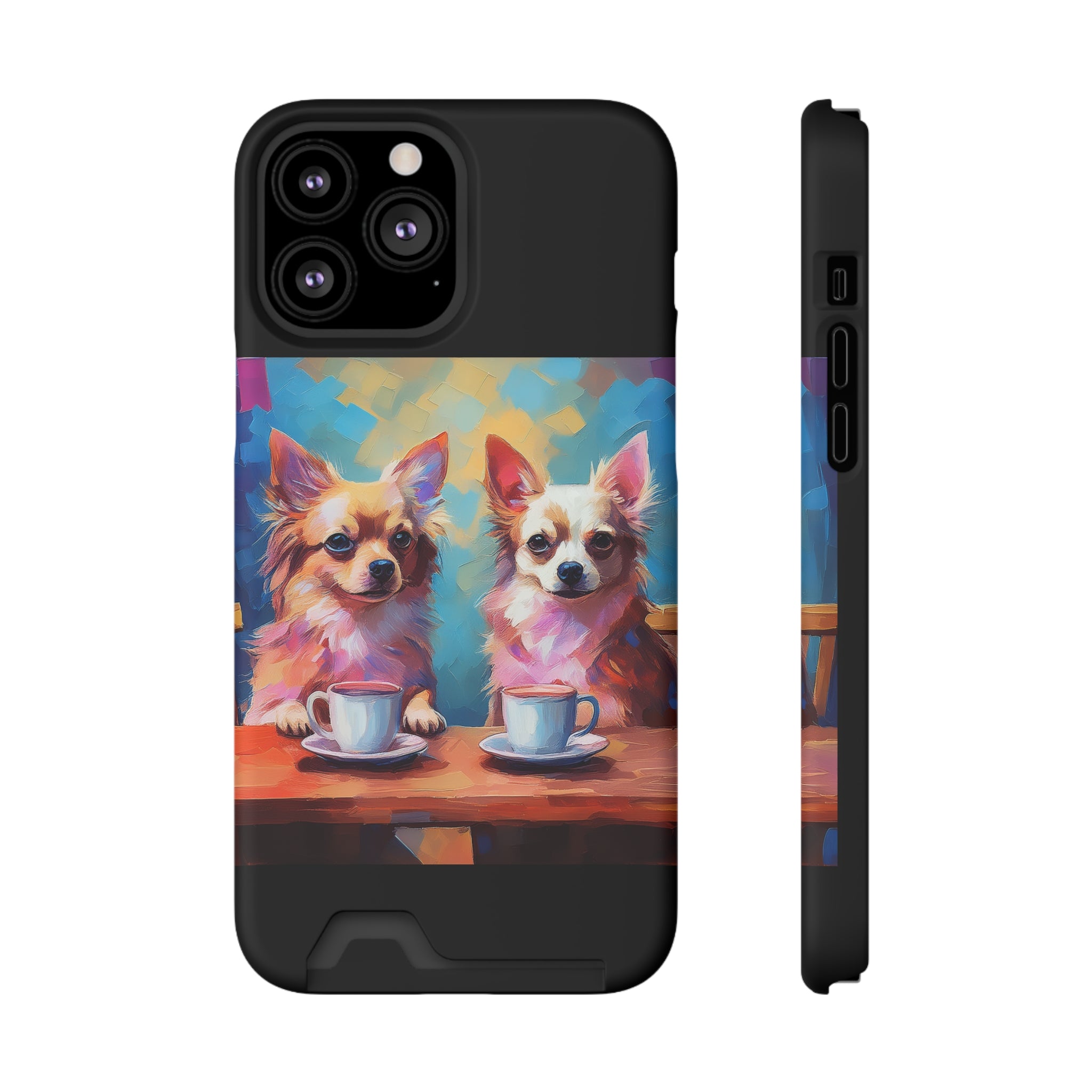 Cafe con Chihuahua Phone Case with Card Holder