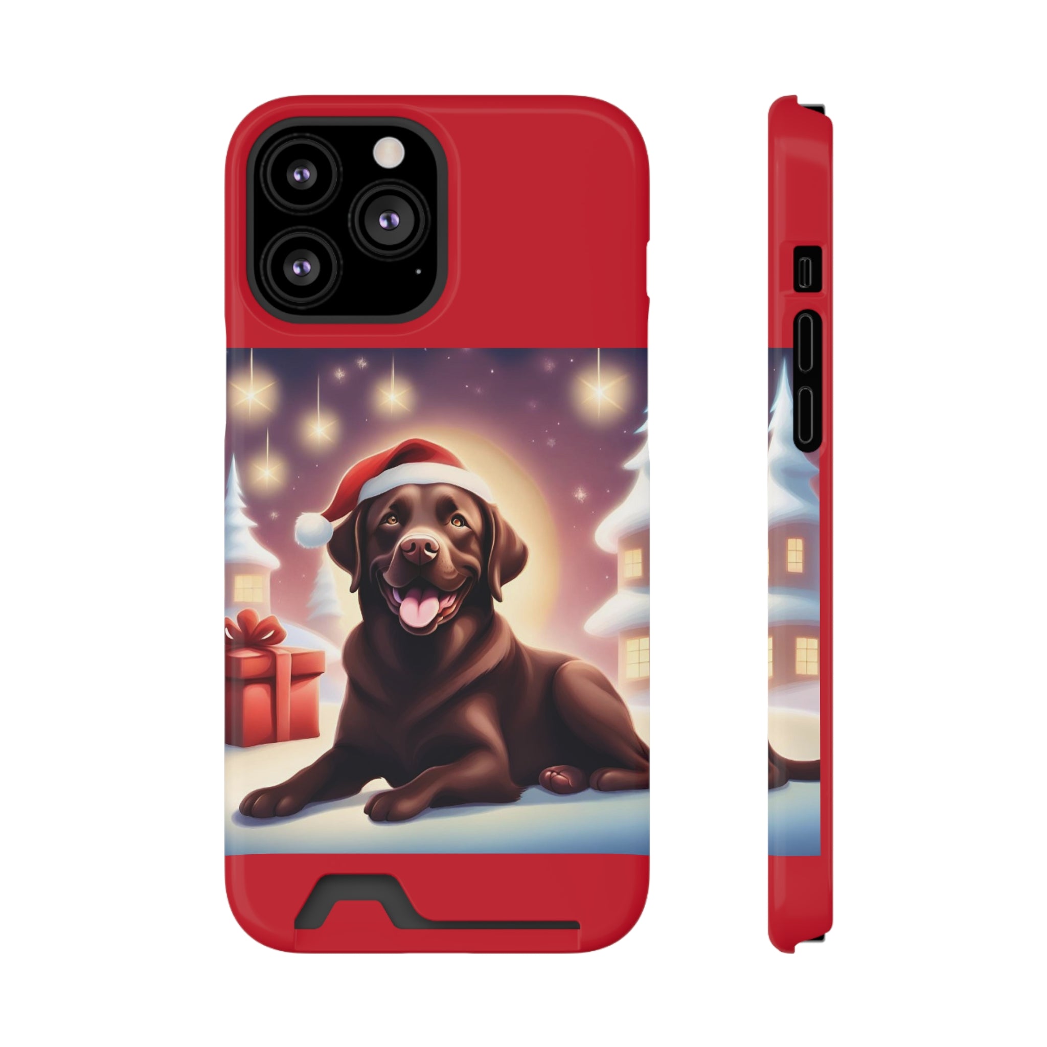 Choclate Lab Holiday Phone Case with Card Holder
