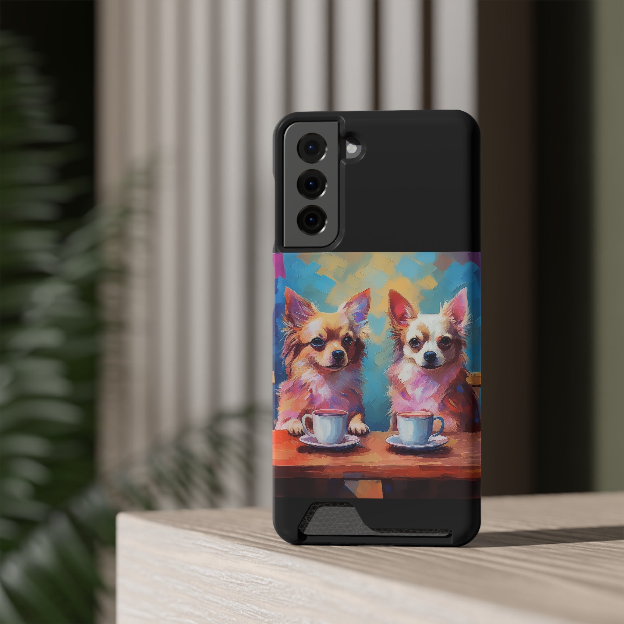 Cafe con Chihuahua Phone Case with Card Holder