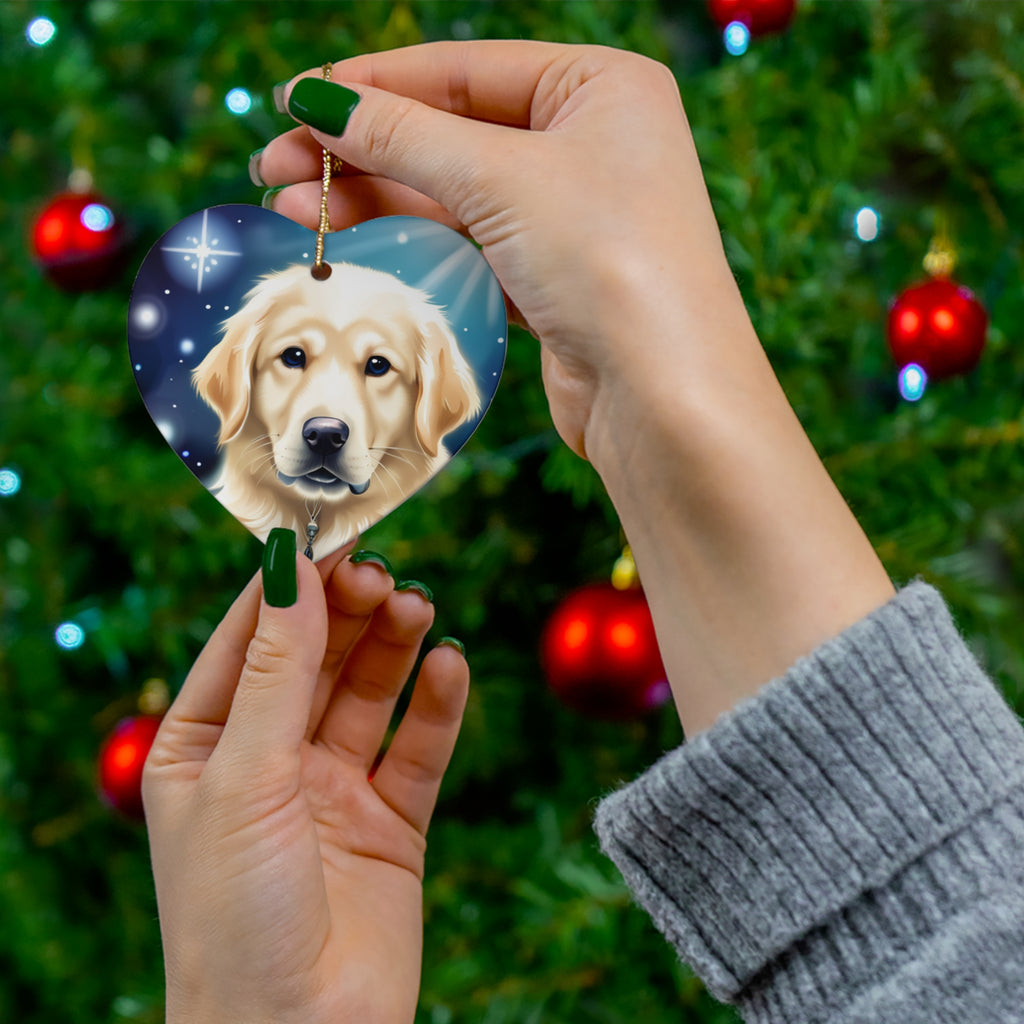Golden Retriever Stary Night Ceramic Ornament