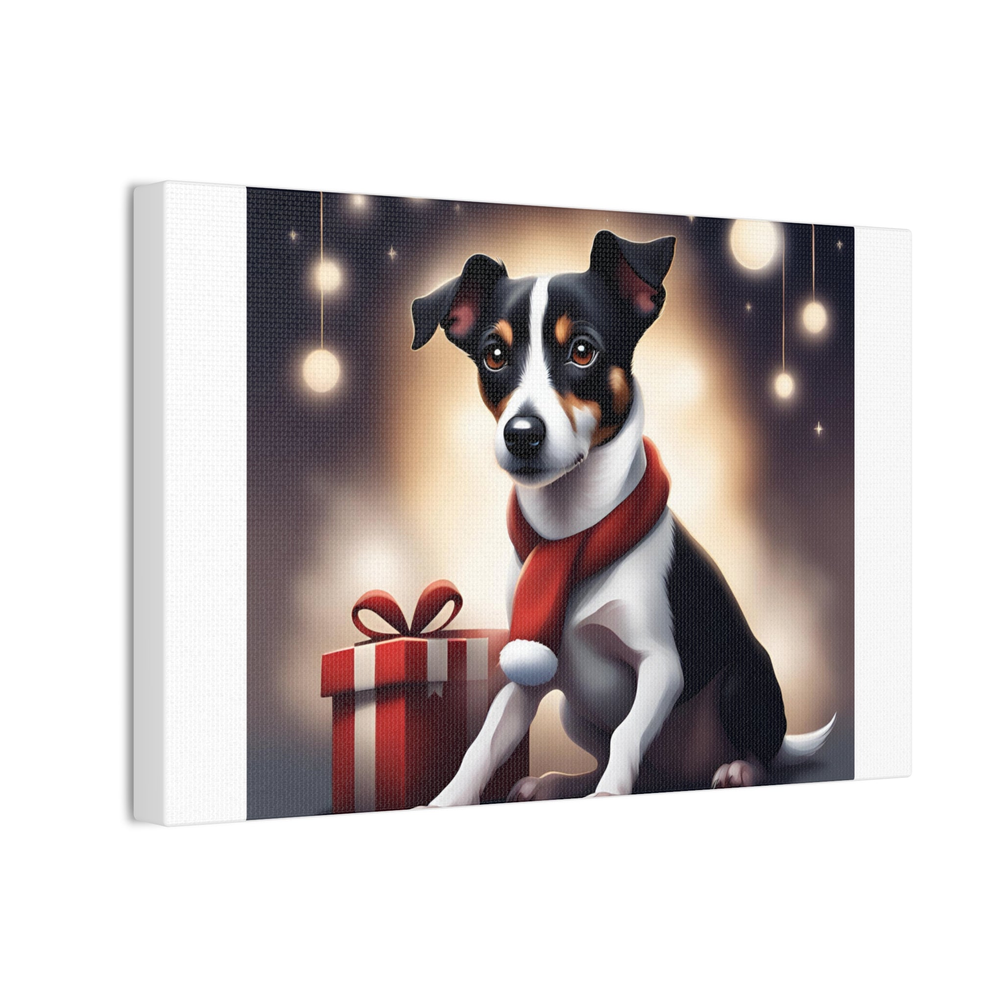 Jack Russel Holiday Canvas Stretched, 0.75"
