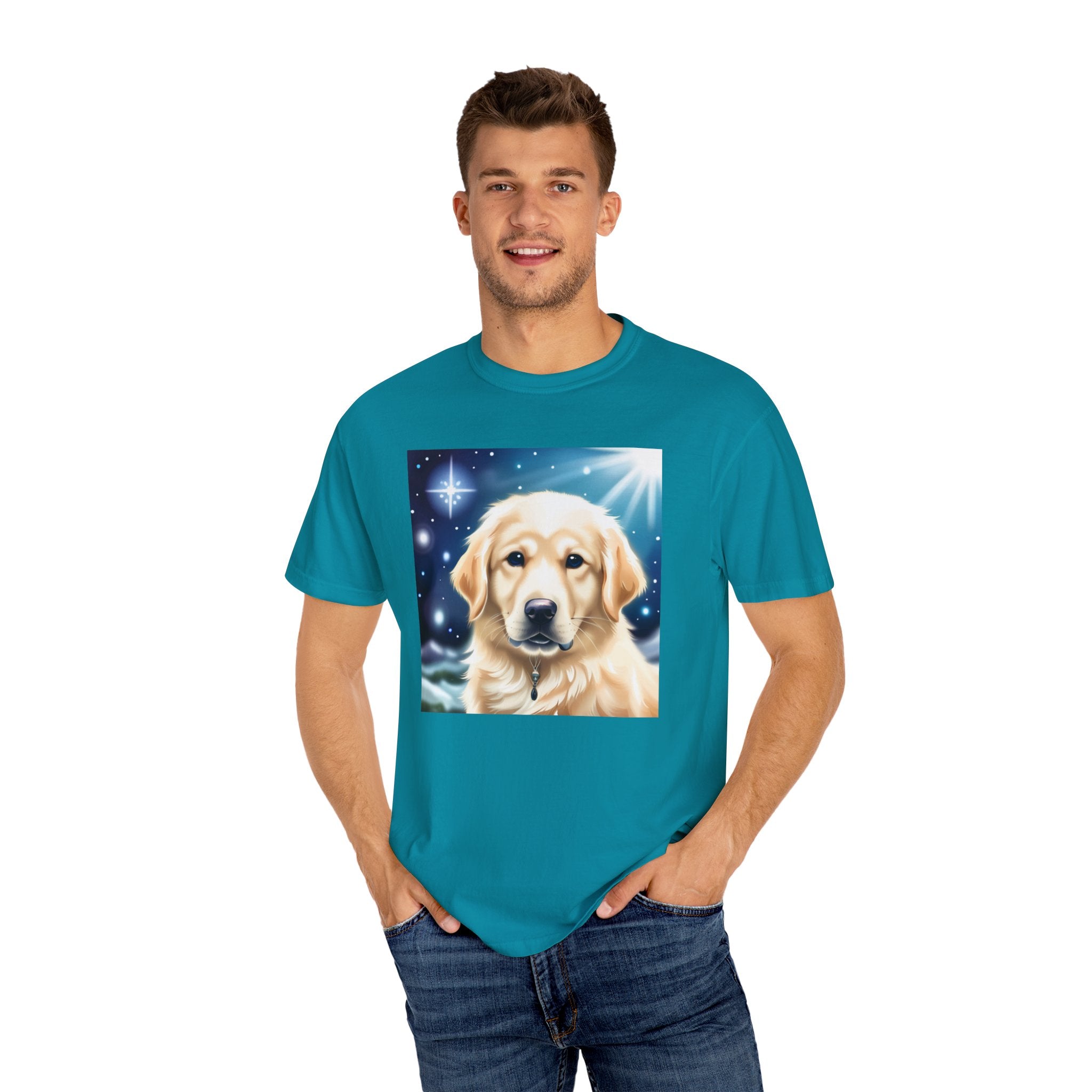Golden Retriever Stary Night Unisex Garment-Dyed T-shirt