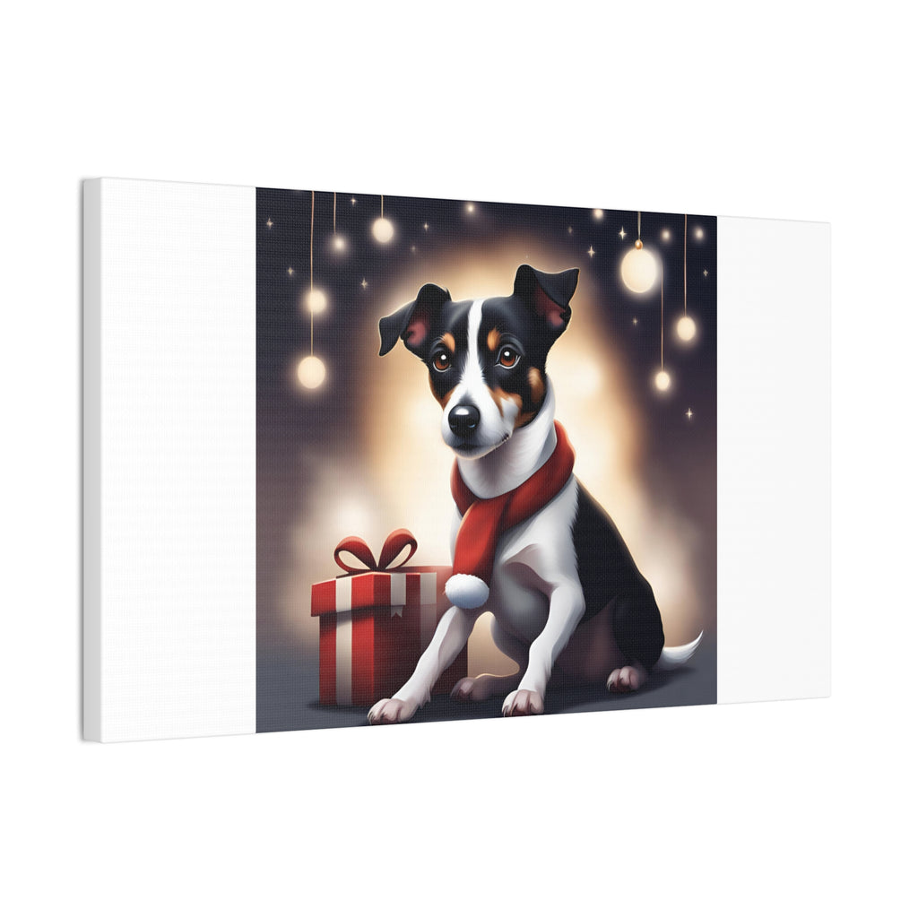 Jack Russel Holiday Canvas Stretched, 0.75"
