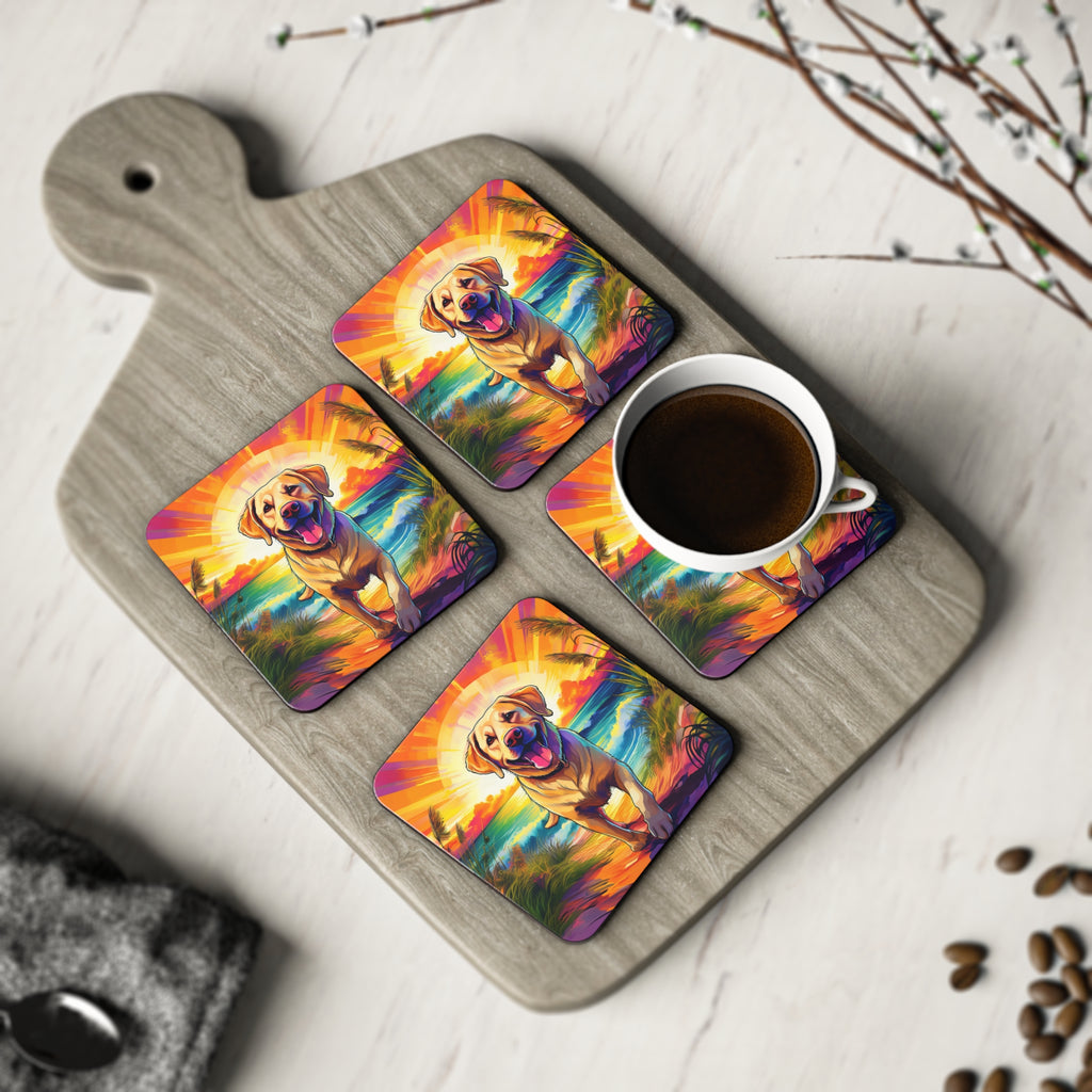 Yellow Lab Sunset Beach Coasters