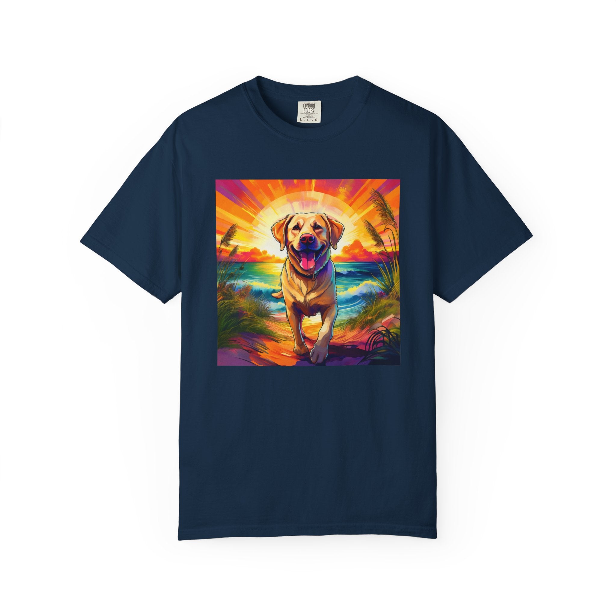 Yellow Lab Sunset Beach Unisex Garment-Dyed T-shirt