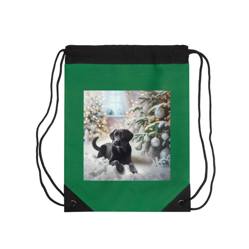 Black Lab Puppy Holiday Drawstring Bag
