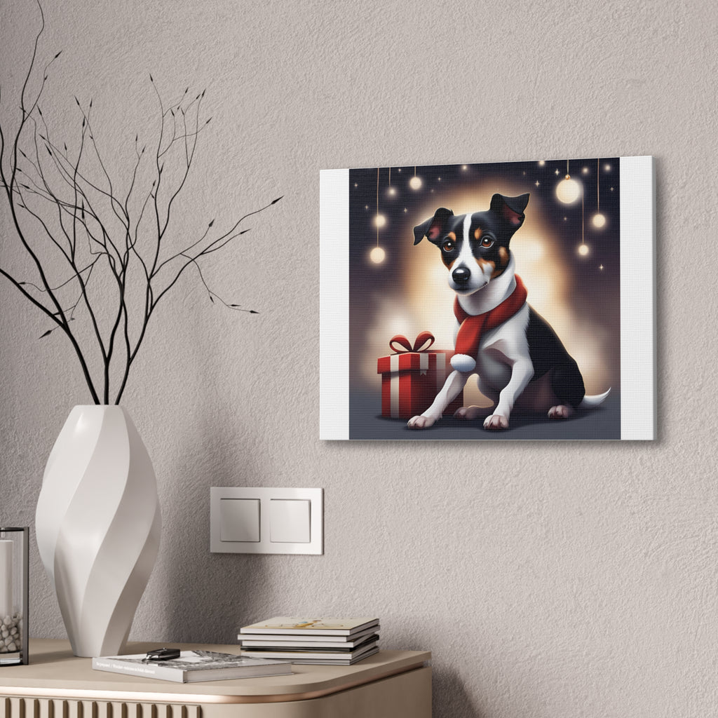 Jack Russel Holiday Canvas Stretched, 0.75"