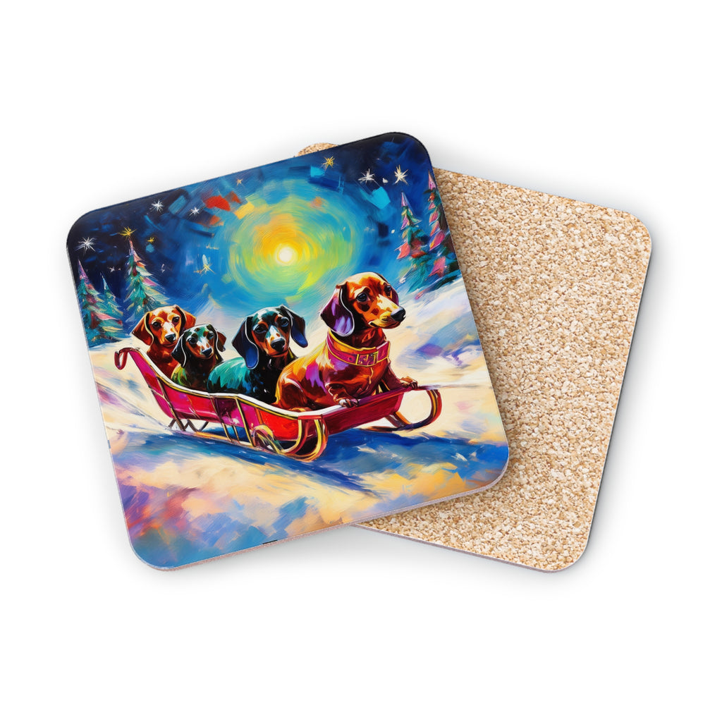 Dachshund Night Sleighride Coasters