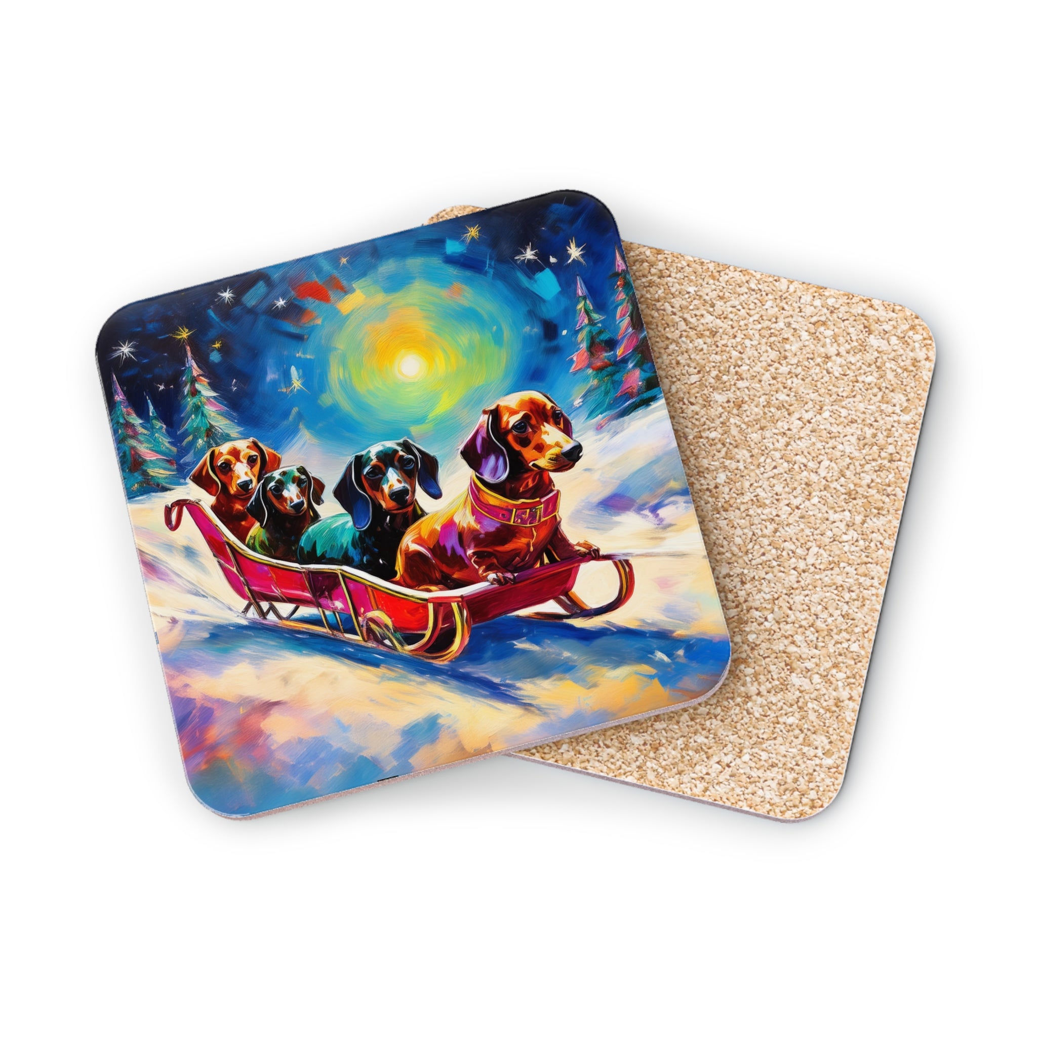 Dachshund Night Sleighride Coasters