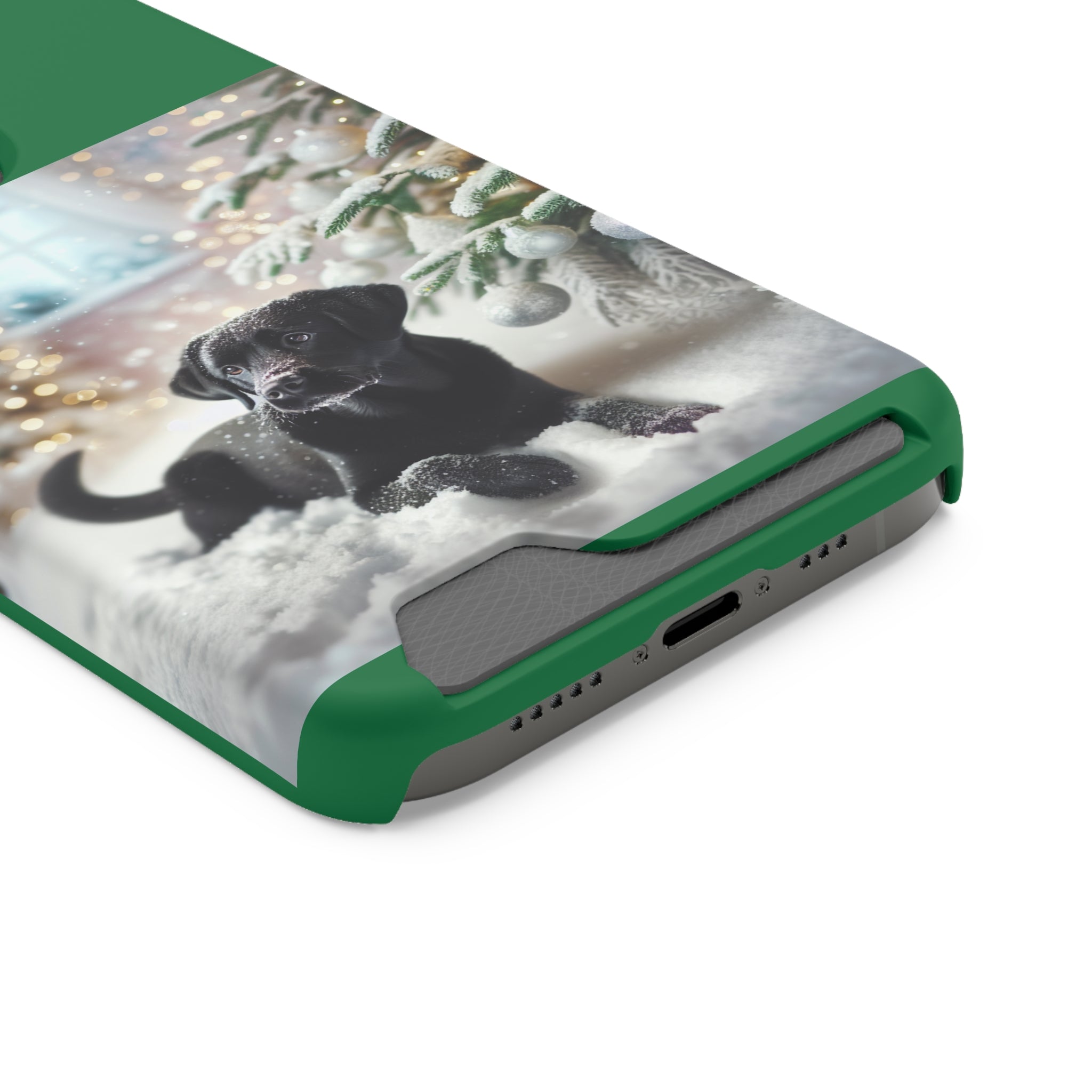 Black Lab Holiday Phone Case with Card Holder