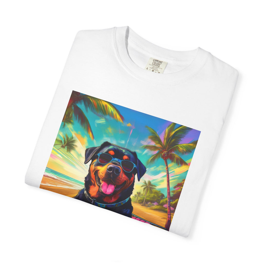 Rottweiler Beach Drive Unisex Garment-Dyed T-shirt
