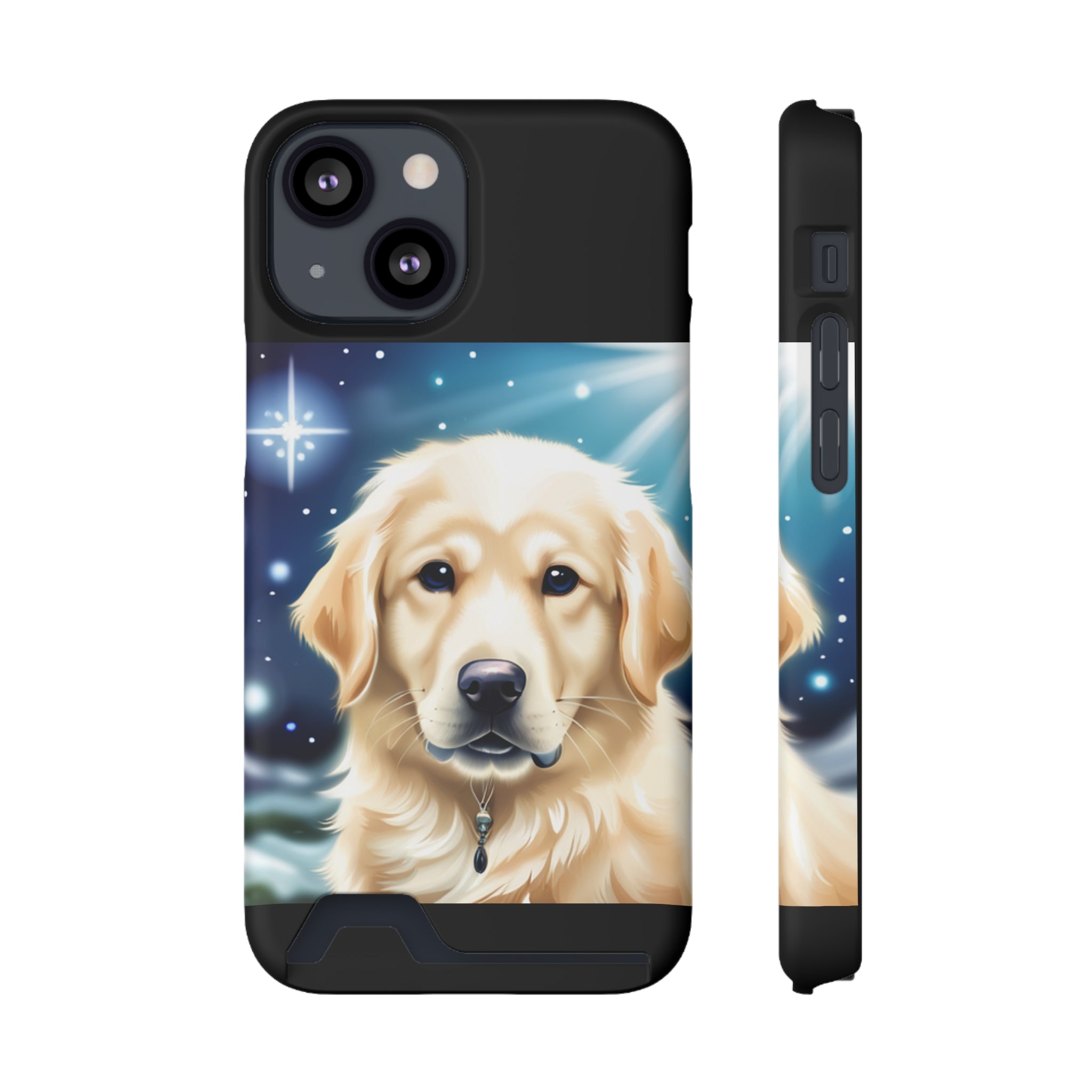 Golden Retriever Stary Night Phone Case with Card Holder