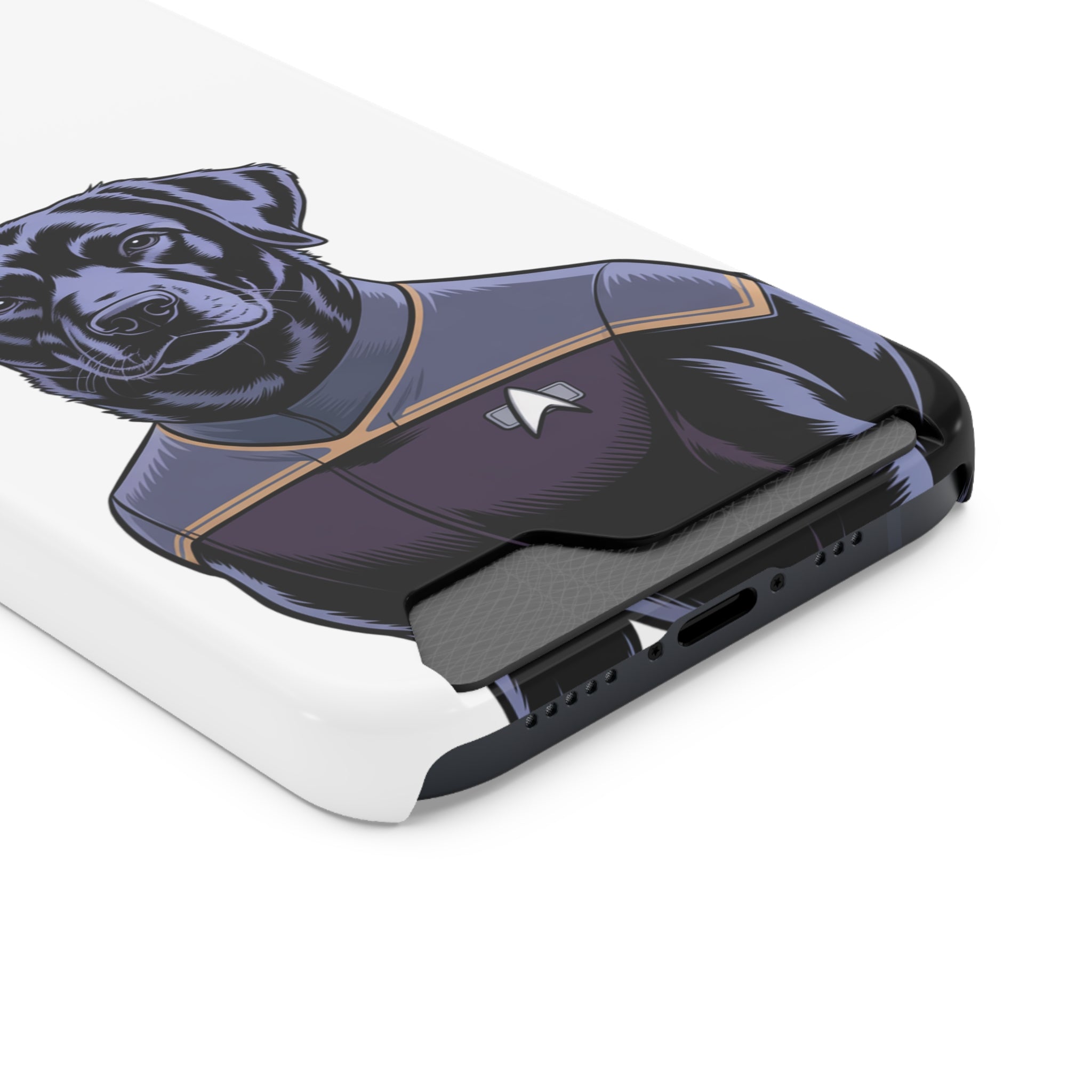 Black Lab Dog-Fleet Phone Case with Card Holder