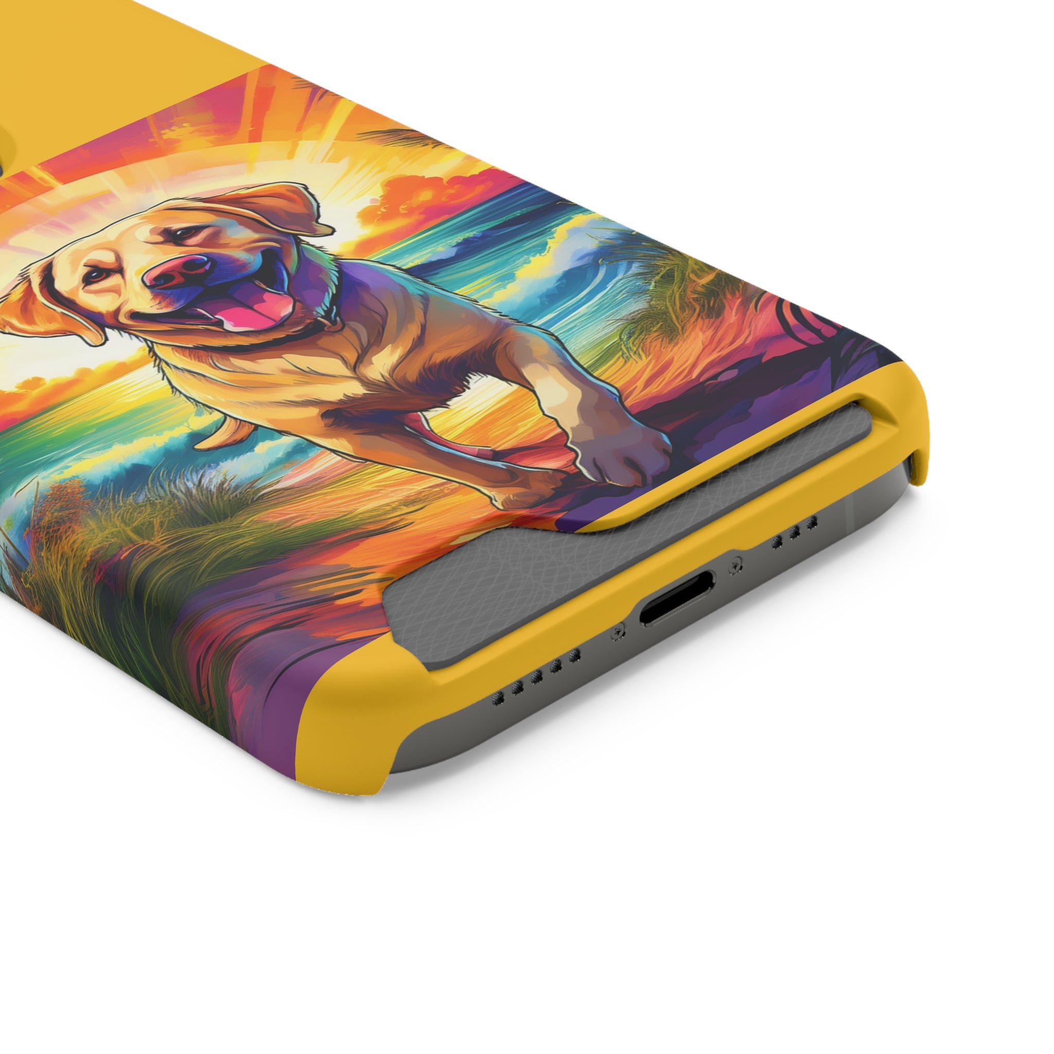 Yellow Lab Sunset Beach Phone Case with Card Holder