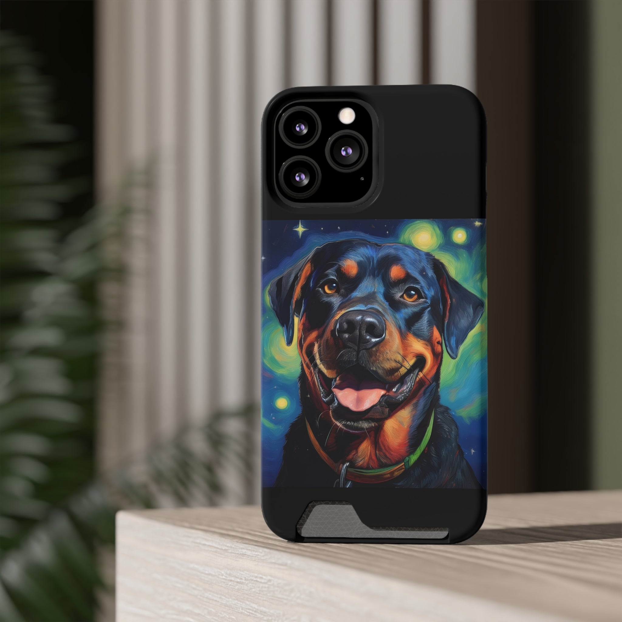 Rottweiler Stary Night Phone Case with Card Holder