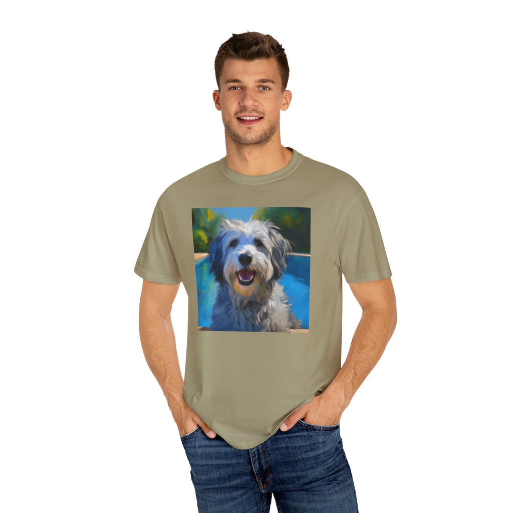 Grey Shaggy Dog Poolside Unisex Garment-Dyed T-shirt