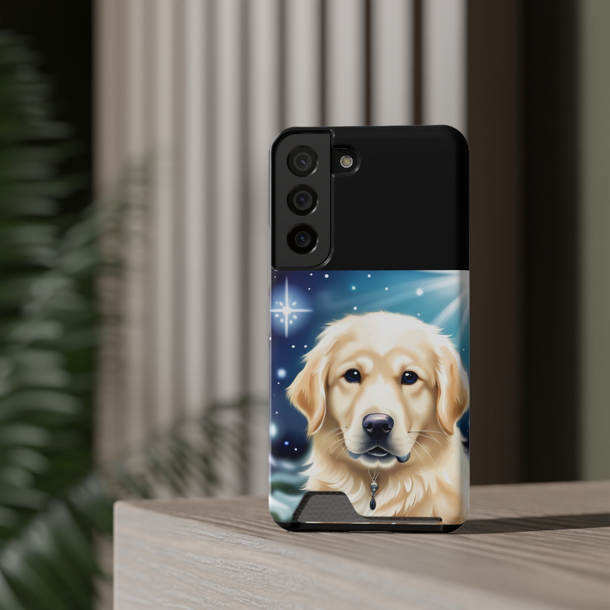 Golden Retriever Stary Night Phone Case with Card Holder