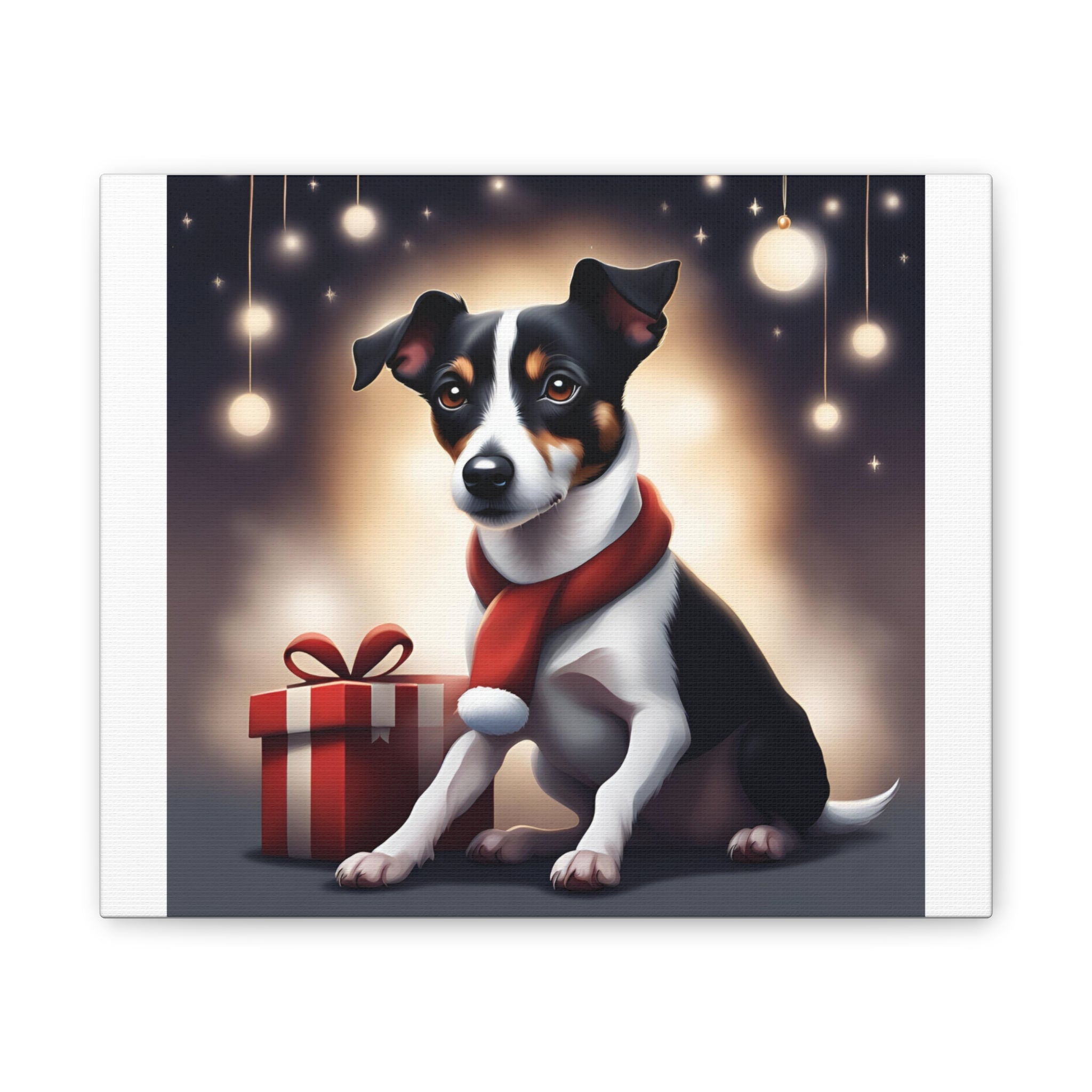 Jack Russel Holiday Canvas Stretched, 0.75"