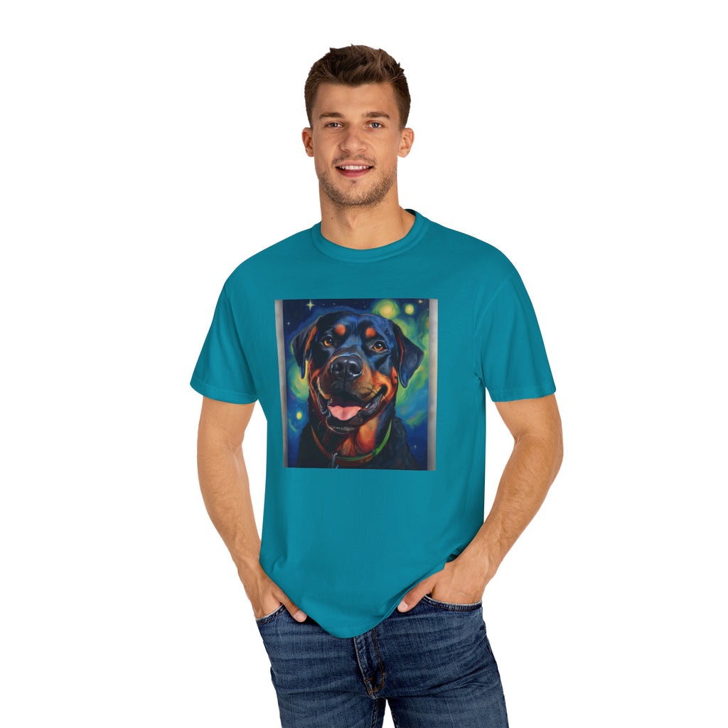 Rottweiler Stary Night Unisex Garment-Dyed T-shirt