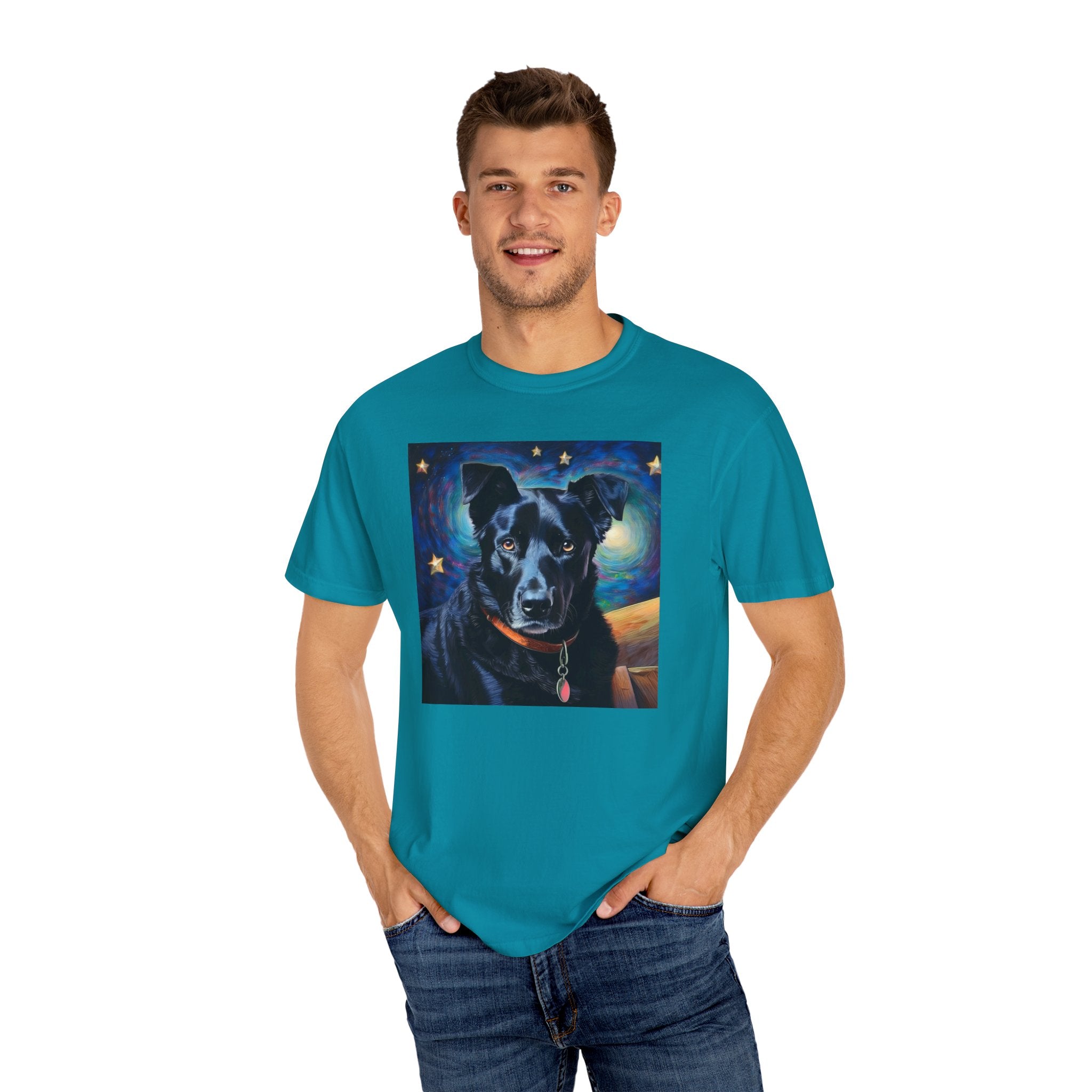 Black Shepherd Lab Stary Night Unisex Garment-Dyed T-shirt