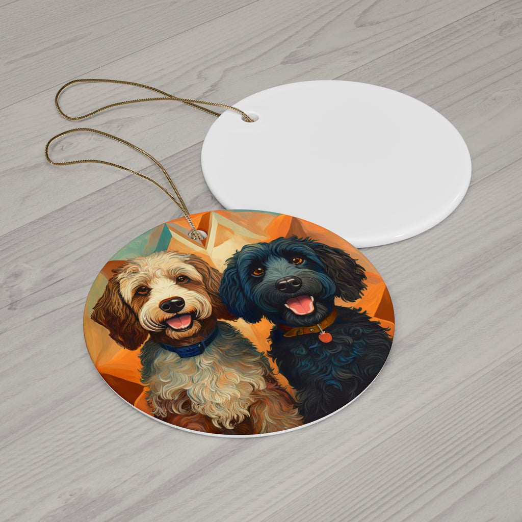 Doodles, Black & Tan Ceramic Ornament