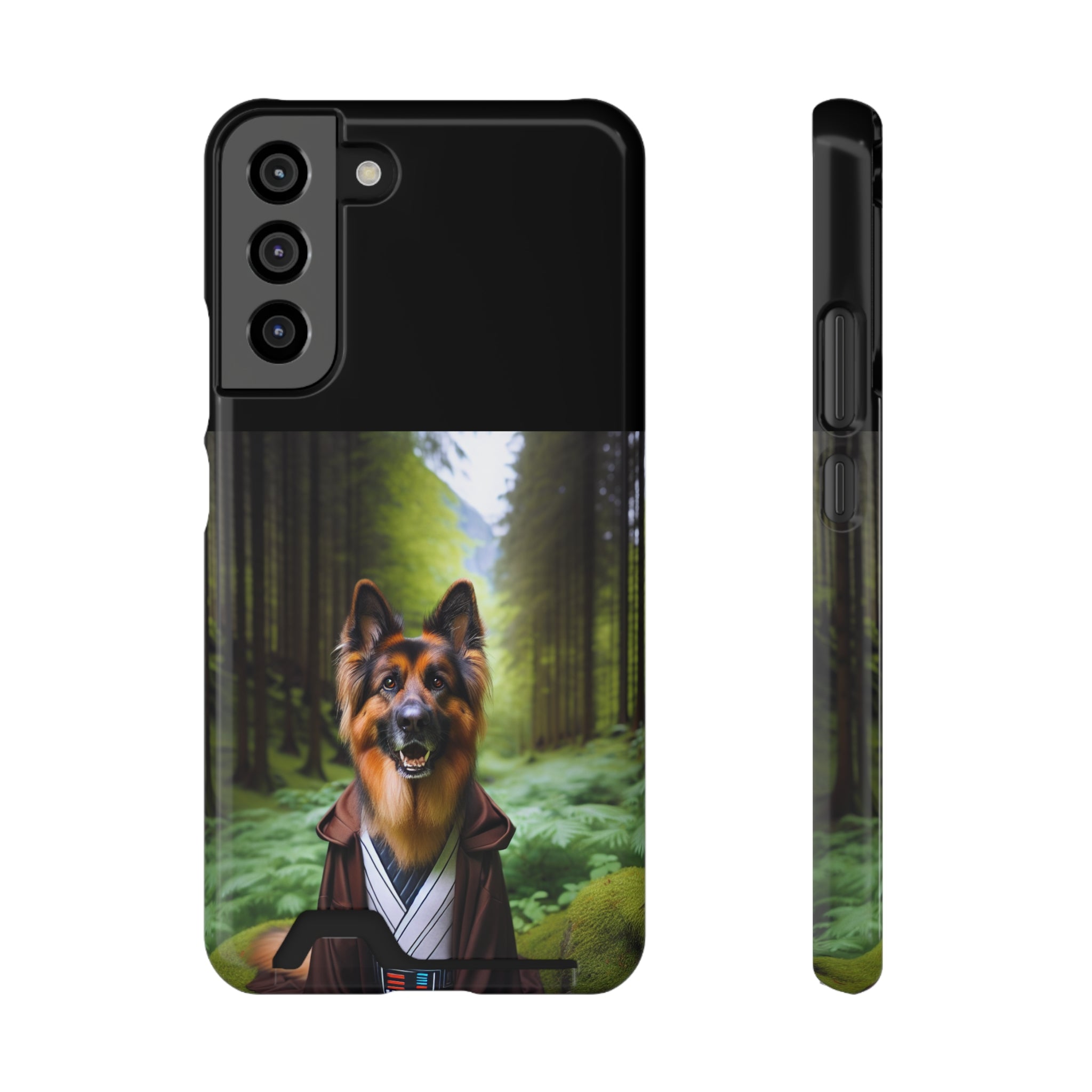 German Shepherd Forest Night Phone Case with Card Holder