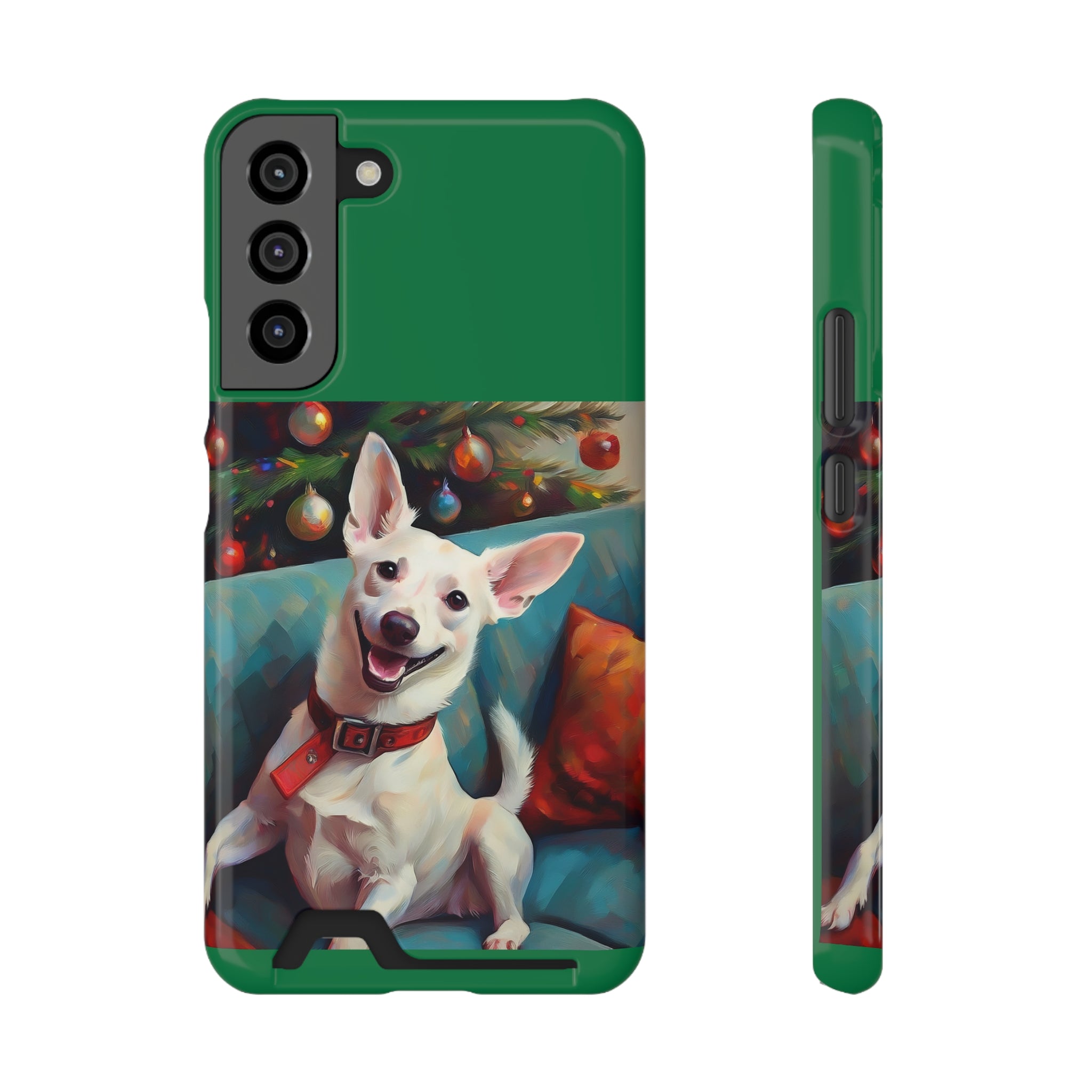 White Corgi Holiday II Phone Case with Card Holder