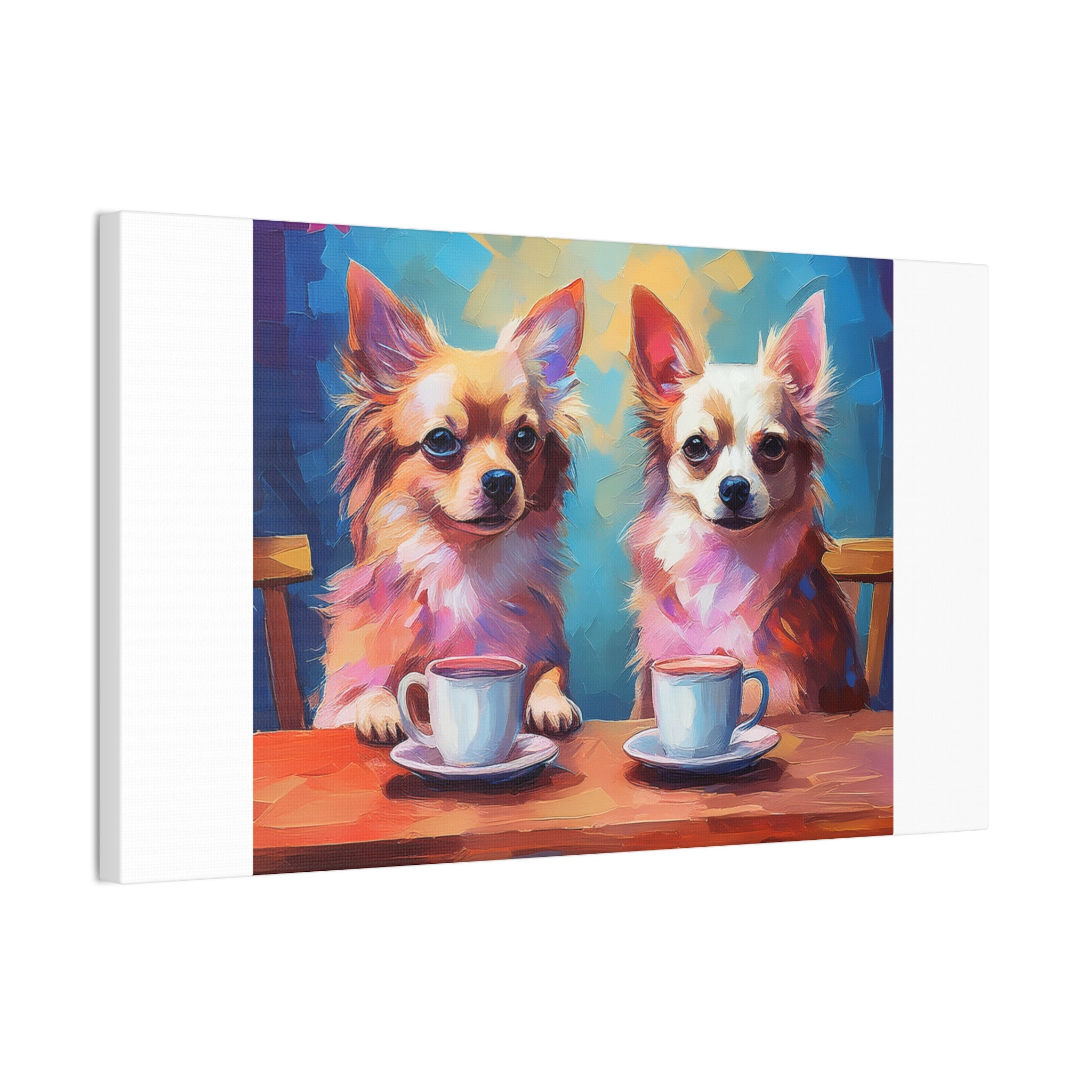 Cafe con Chihuahua Canvas Stretched, 0.75"