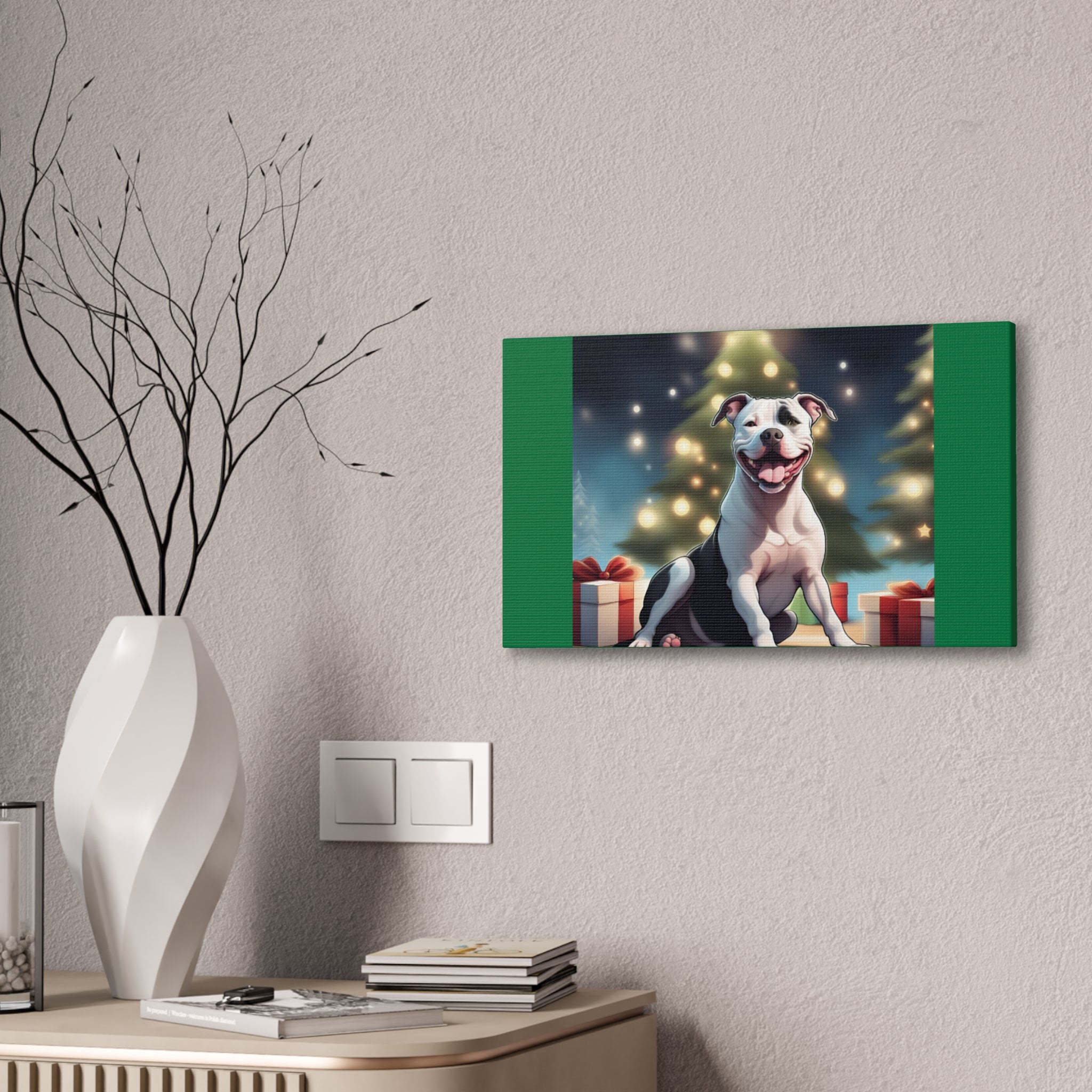 Pit Bull Holiday Canvas Stretched, 0.75"