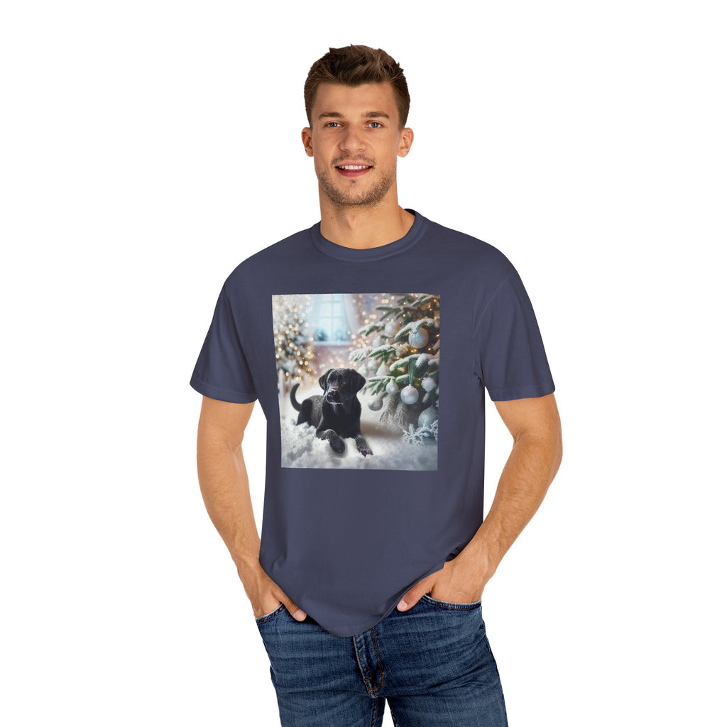 Black Lab Puppy Holiday Unisex Garment-Dyed T-shirt