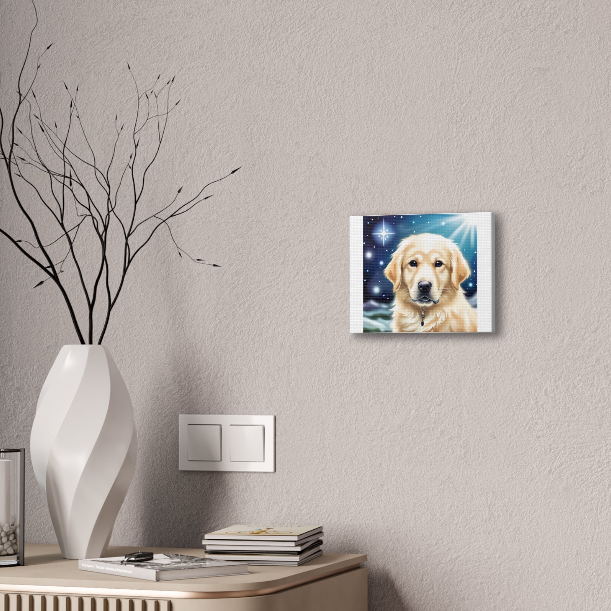 Golden Retriever Stary Night Canvas Stretched, 0.75"