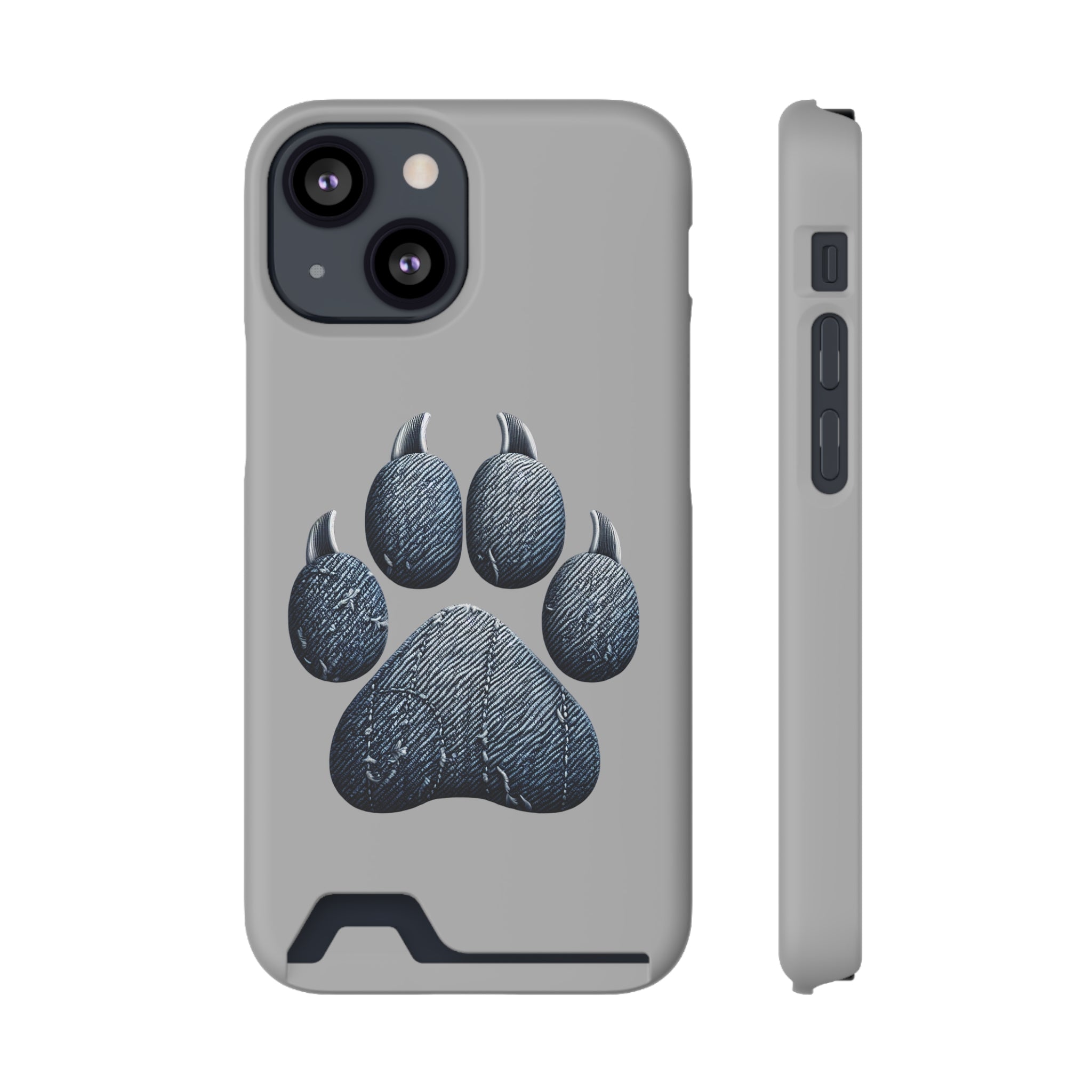 Denim Dog Paw Phone Case with Card Holder