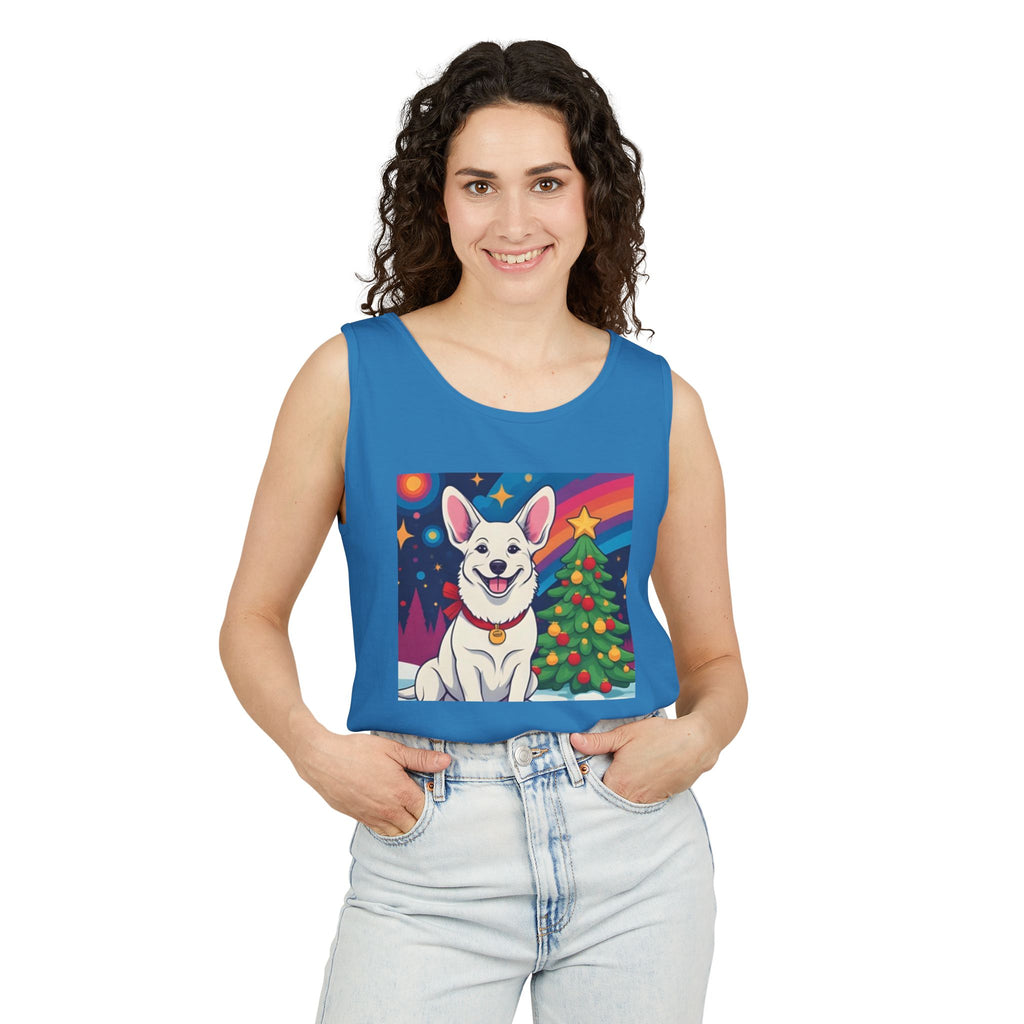 White Corgi Holiday Unisex Tank Top