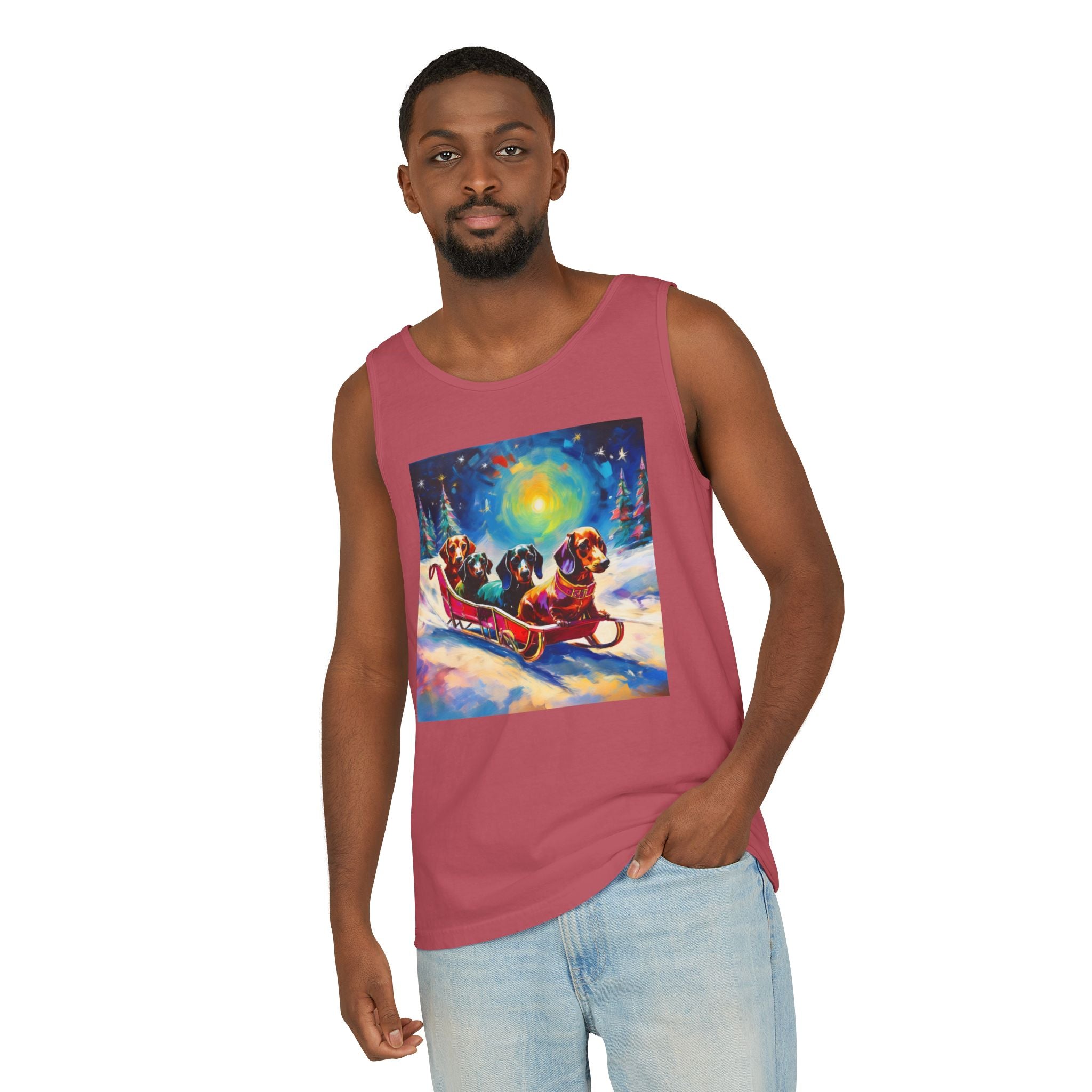 Dachshund Night Sleighride Unisex Tank Top