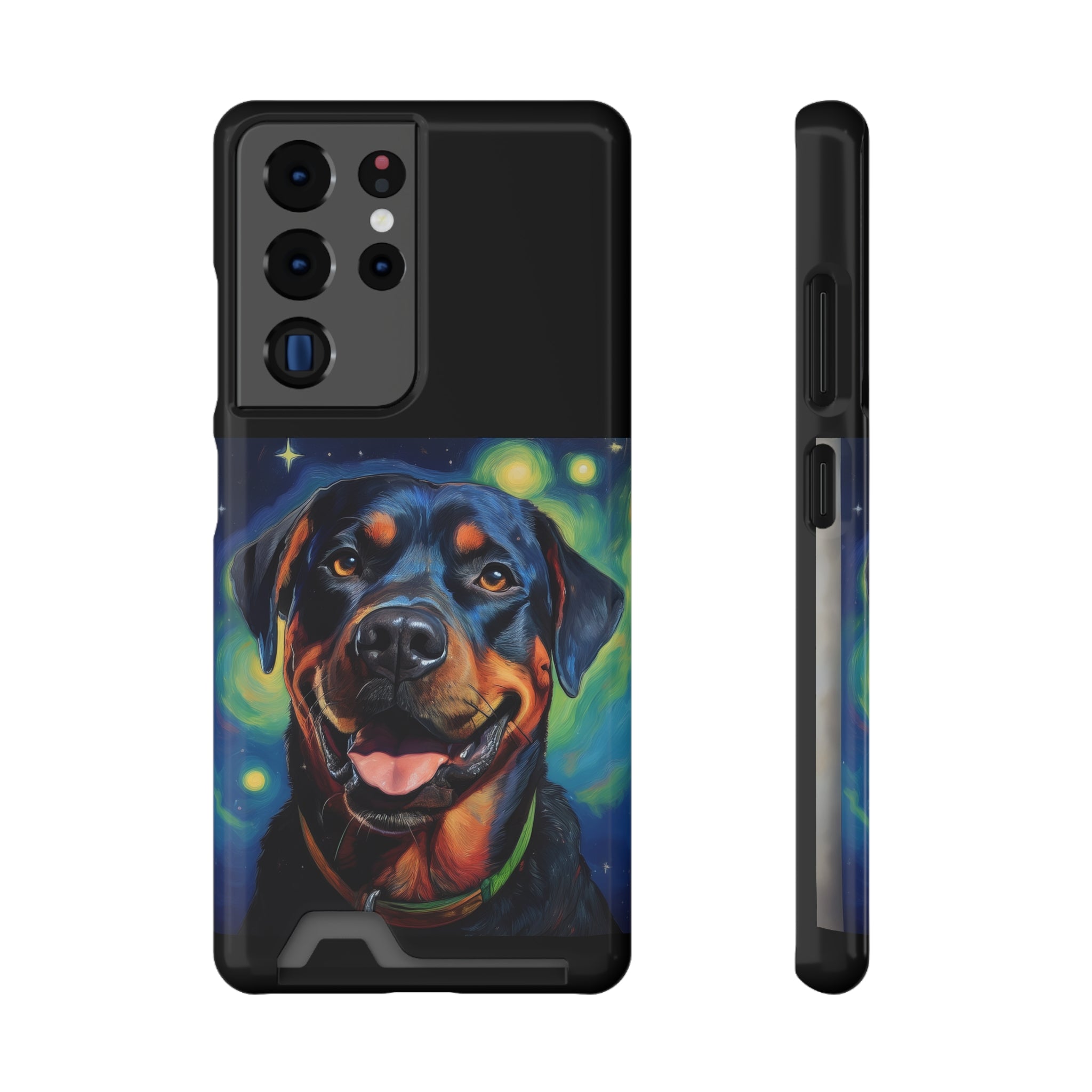 Rottweiler Stary Night Phone Case with Card Holder