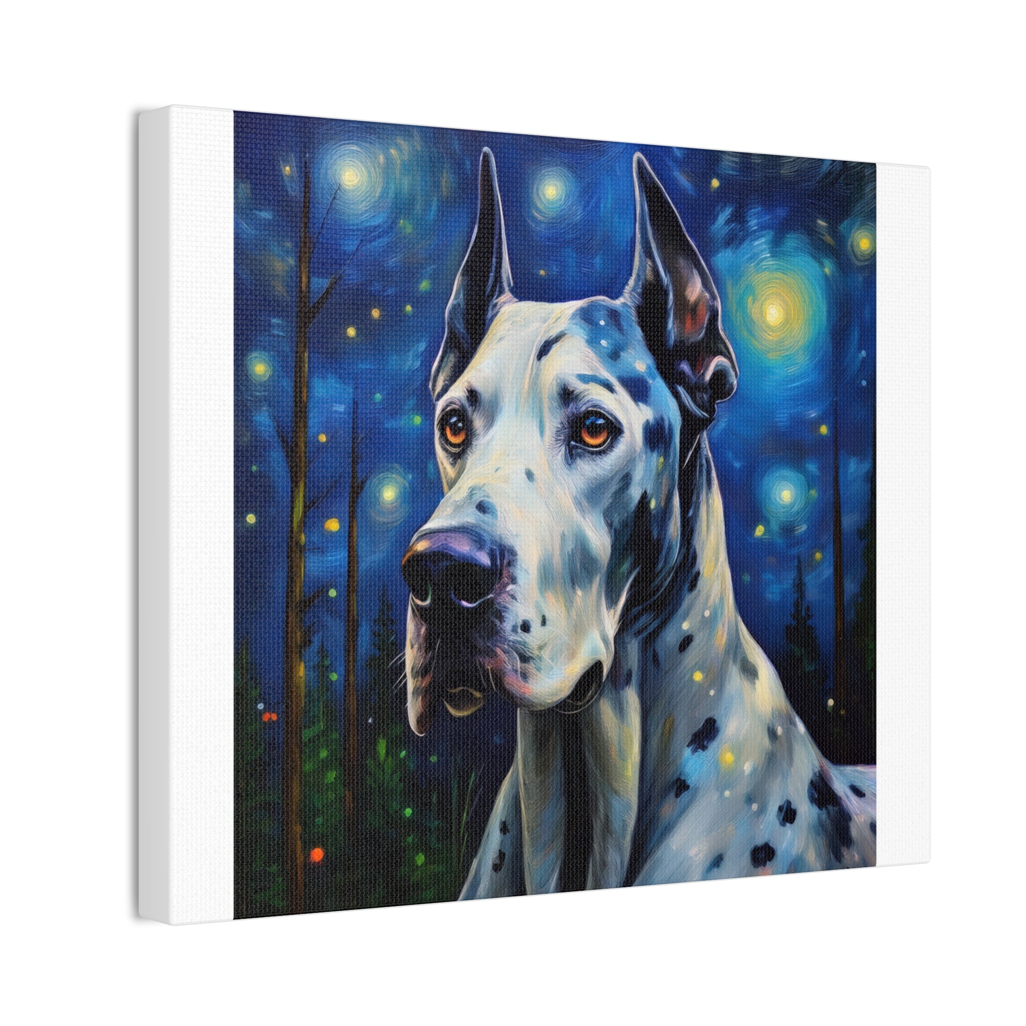 Great Dane Stary Night Canvas Stretched, 0.75"