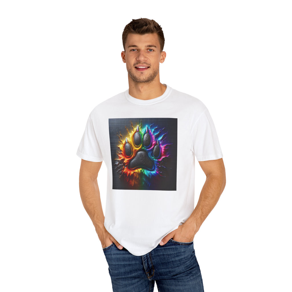 Electric Rainbow Dog Paw Unisex Garment-Dyed T-shirt
